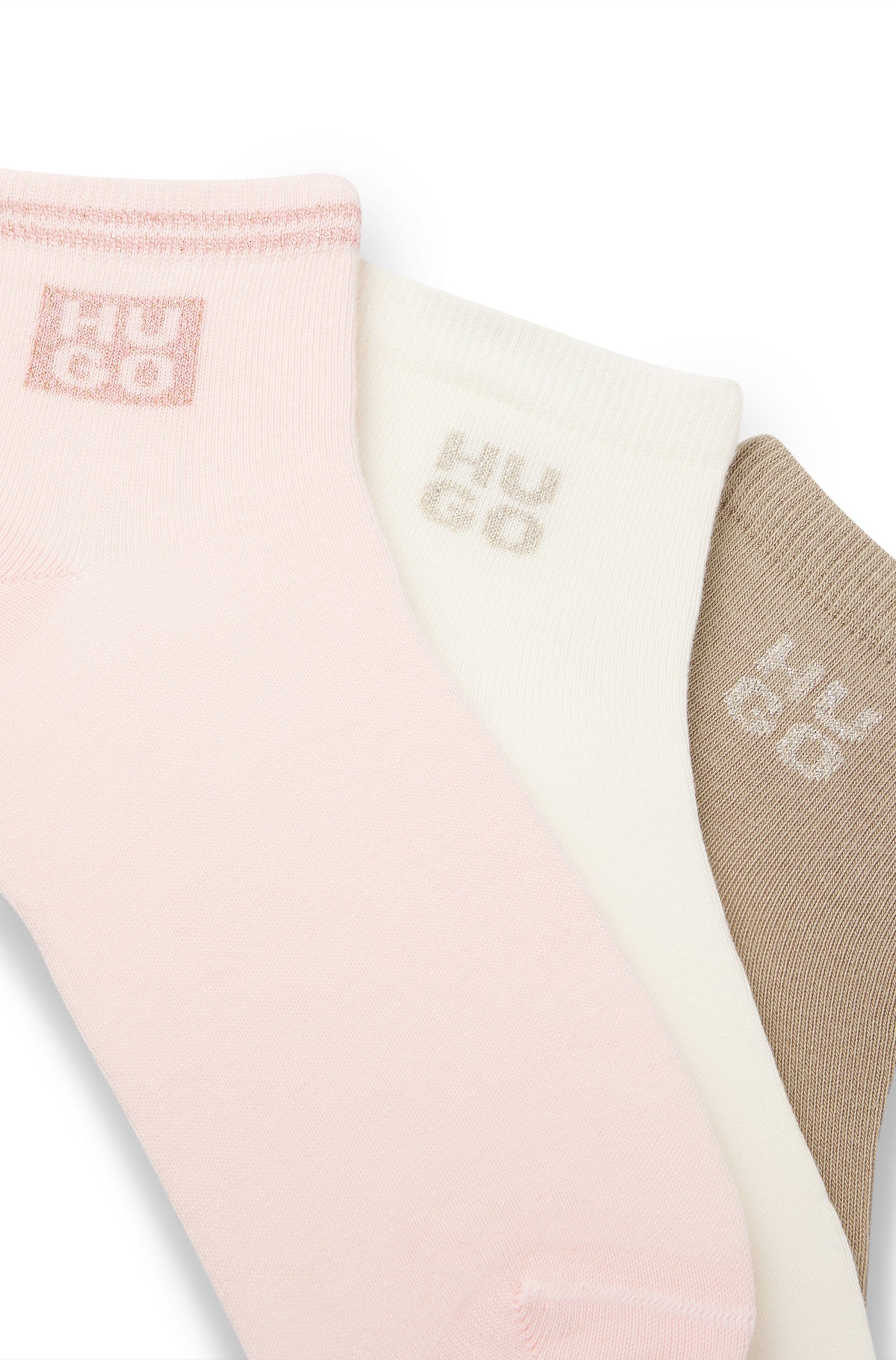 HUGO Underwear Kurzsocken »3P SH HEART CC W« 3 Paar tlg. mit Logos aus metallenem Garn