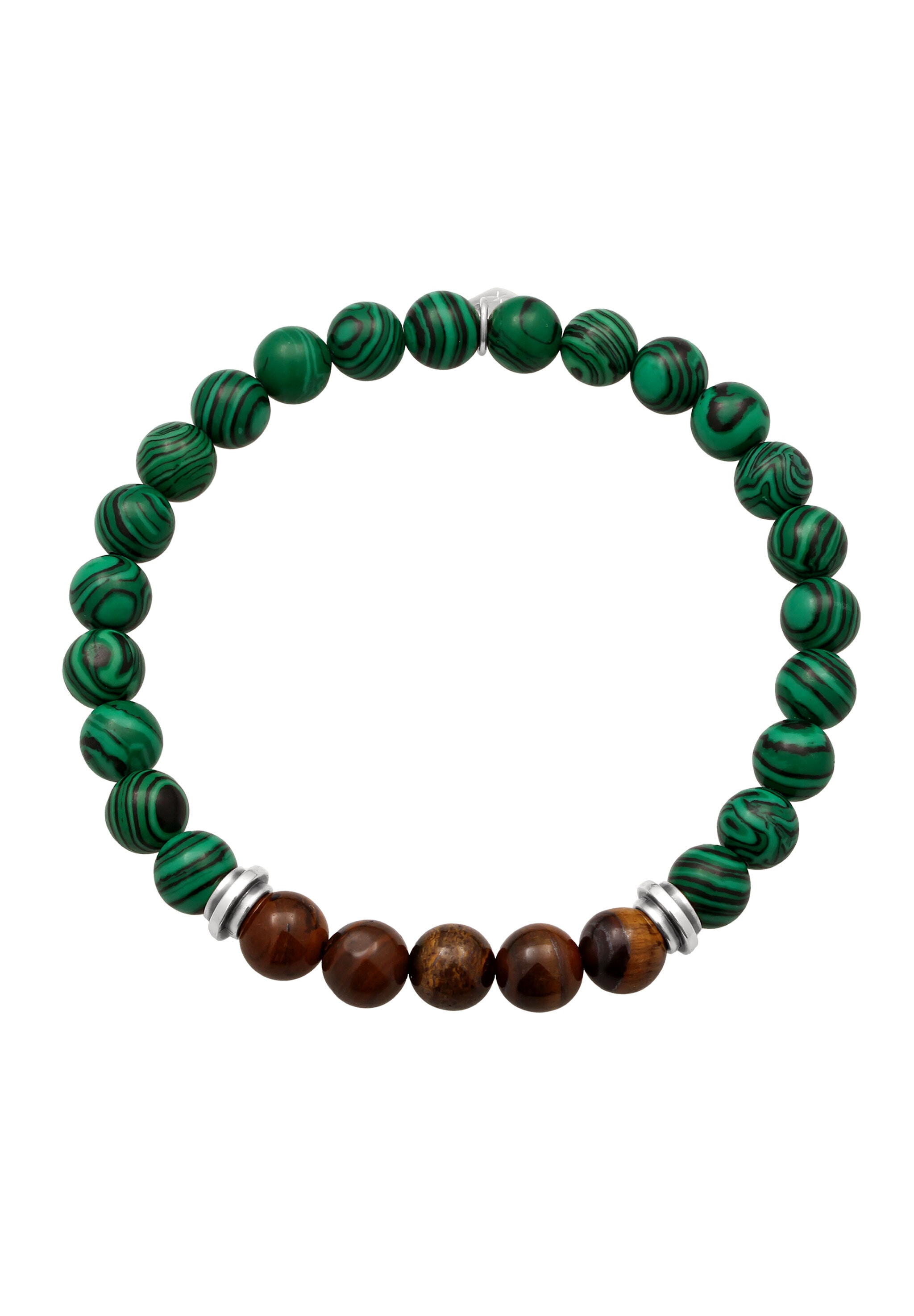 Kuzzoi Armkette »Armband Malachit Tigerauge Stein Perlen 925 Sterling Silber«