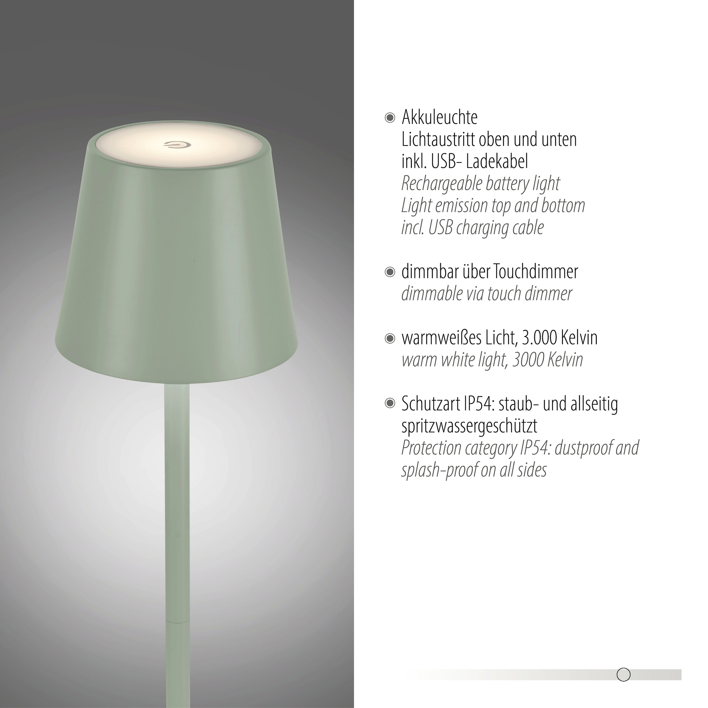 JUST LIGHT Stehlampe »EURIA«, 1 flammig, Leuchtmittel LED-Modul | LED fest integriert, Akkuleuchte
