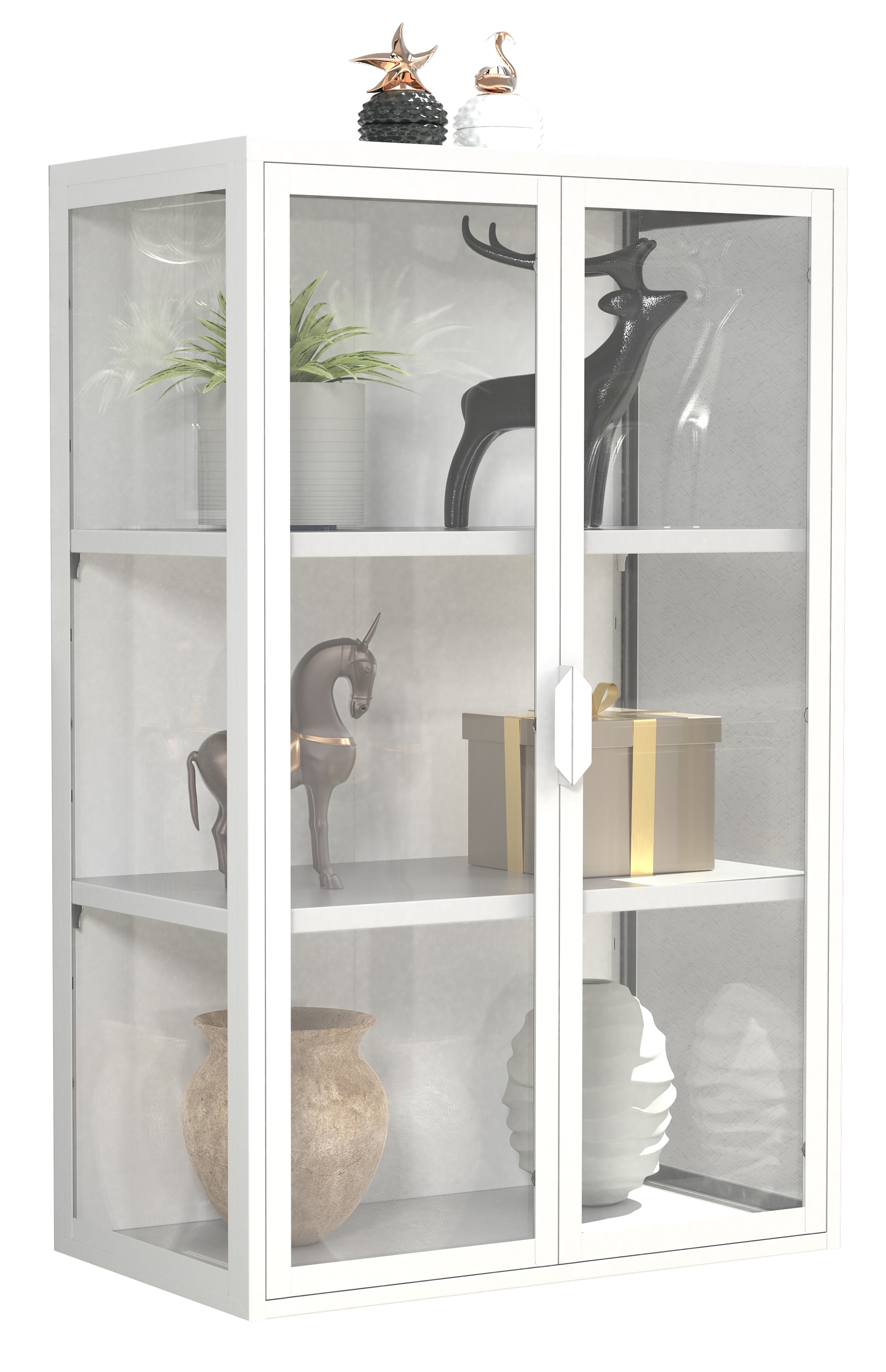 VCM Wandregal »Stahl Wandvitrine Hängevitrine Vitrine Glas Flokas«