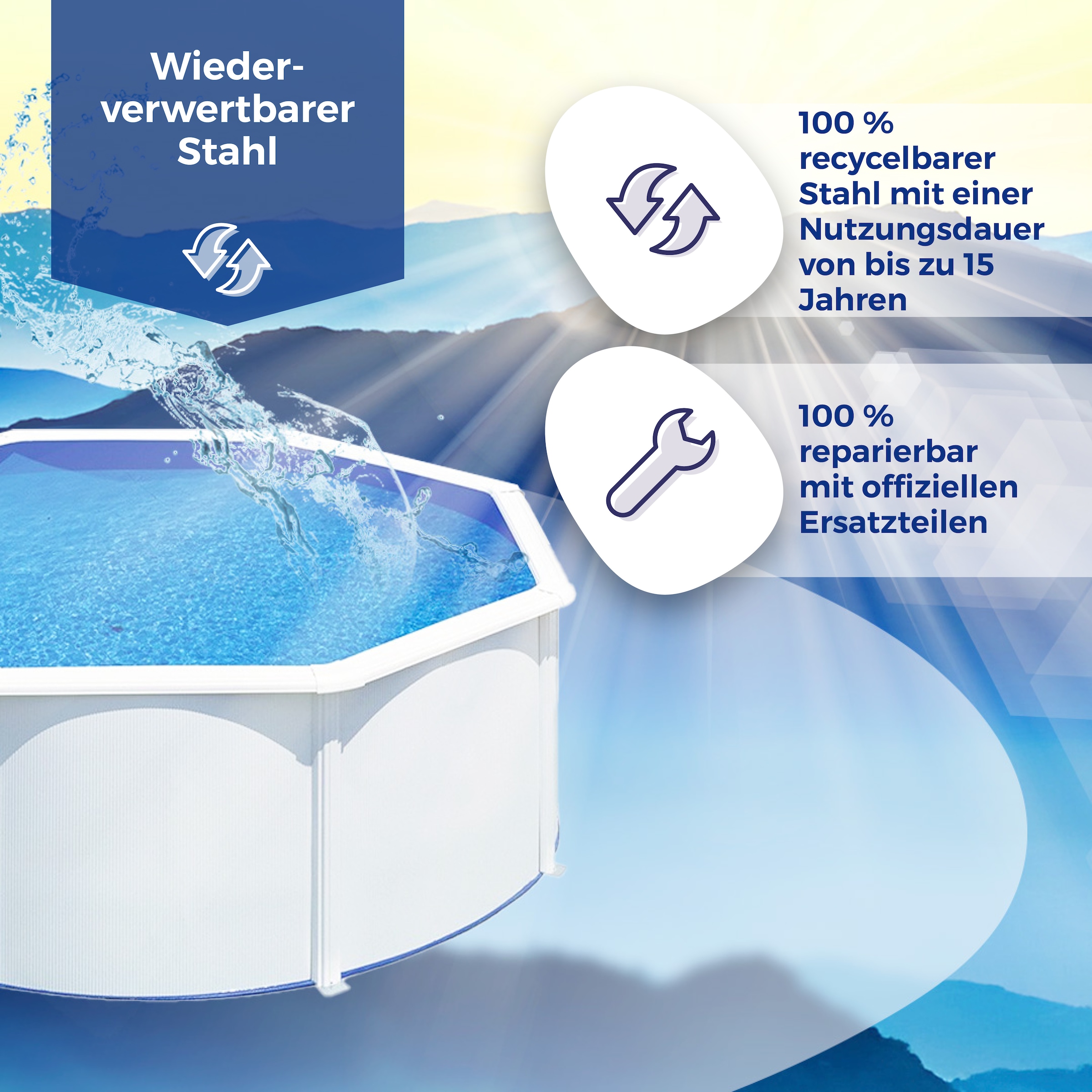 Gre Rundpool »FIDJI inkl. Zubehör« Höhe: 120 cm, in versch. Größen erhältlich