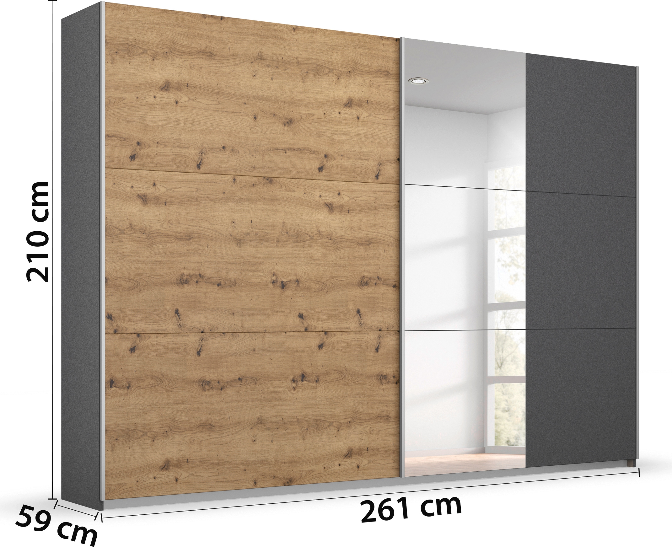 rauch Schwebetürenschrank »Kleiderschrank Garderobe TOPSELLER AURELIO mit 3 Ausstattungsvarianten«, 3 verschiedene Ausstattungsvarianten Griffe aus Metall MADE IN GERMANY