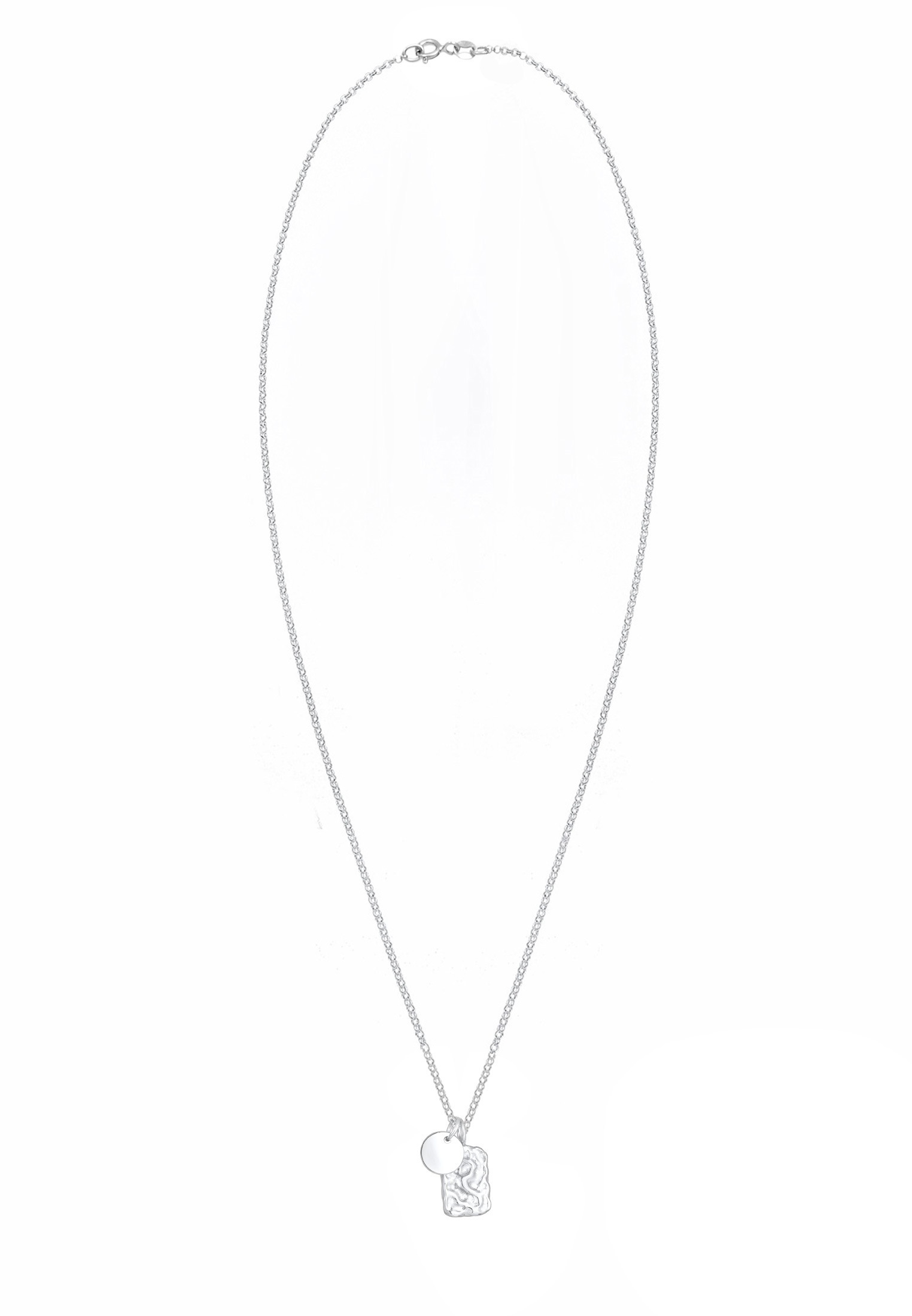 Elli Kette mit Anhänger »Halskette Plättchen Rechteck Organic Look 925 Silber«