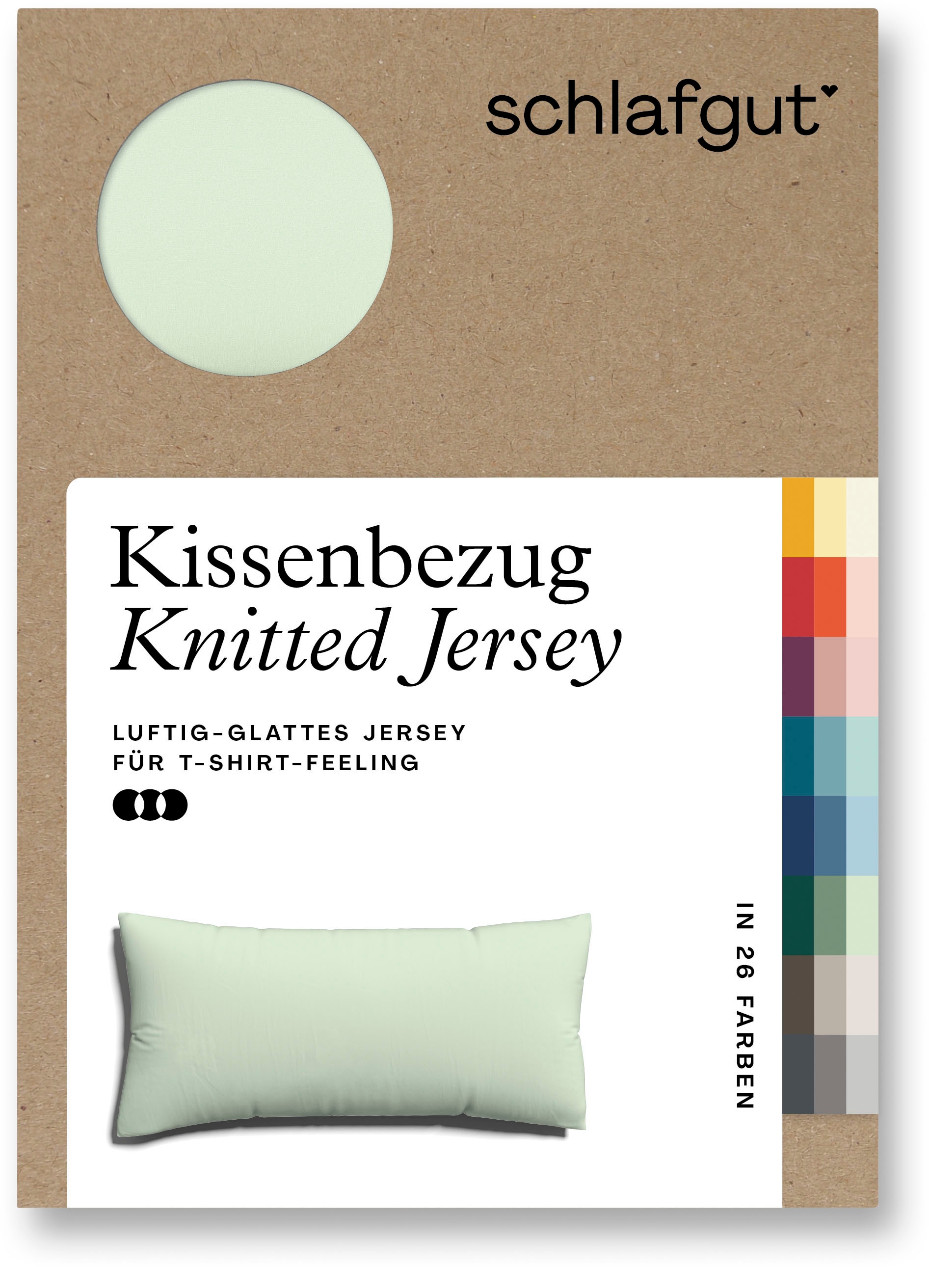 Schlafgut Kissenbezug »Knitted Jersey aus Bio-Baumwolle mit Elasthan, bügelfrei,«, (1 St.), besonders fein gestrickt, Kissenhülle mit farbigem Reißverschluss