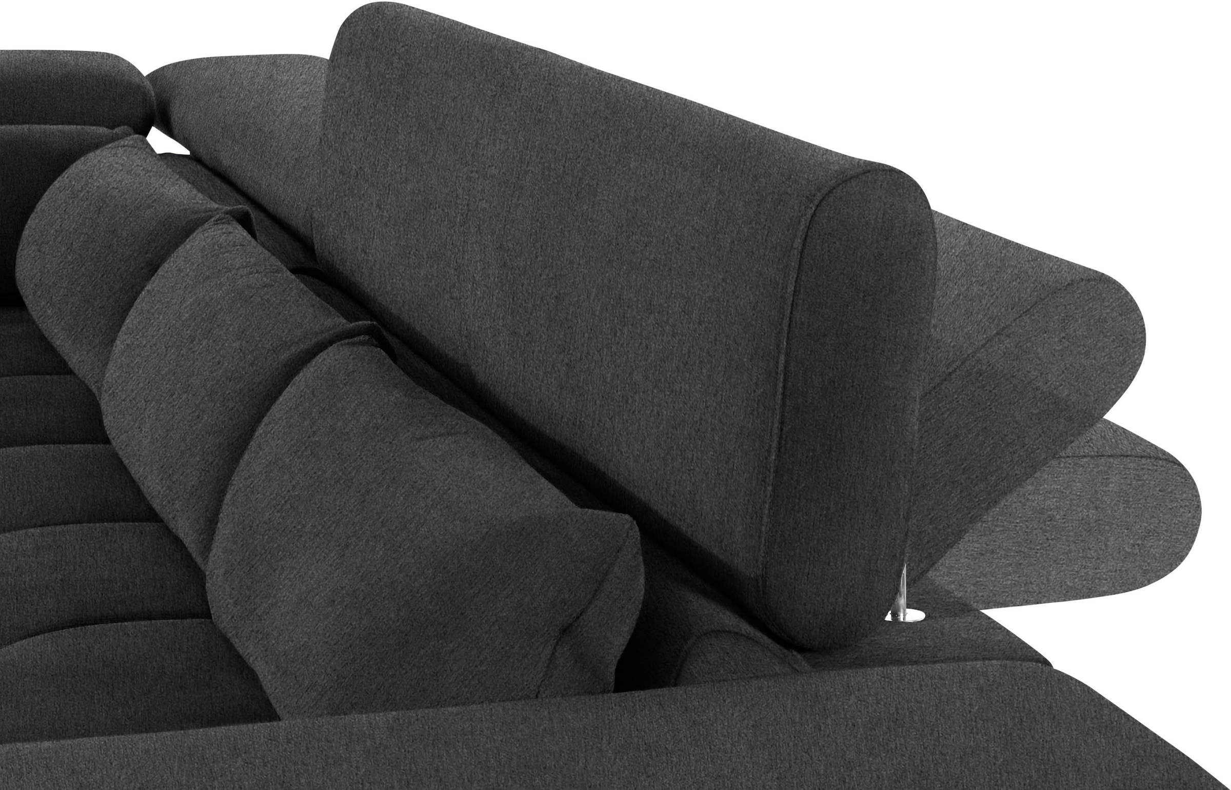 COTTA Ecksofa »Orion L-Form«, mit Kopfteilverstellung & 5 Nierenkissen