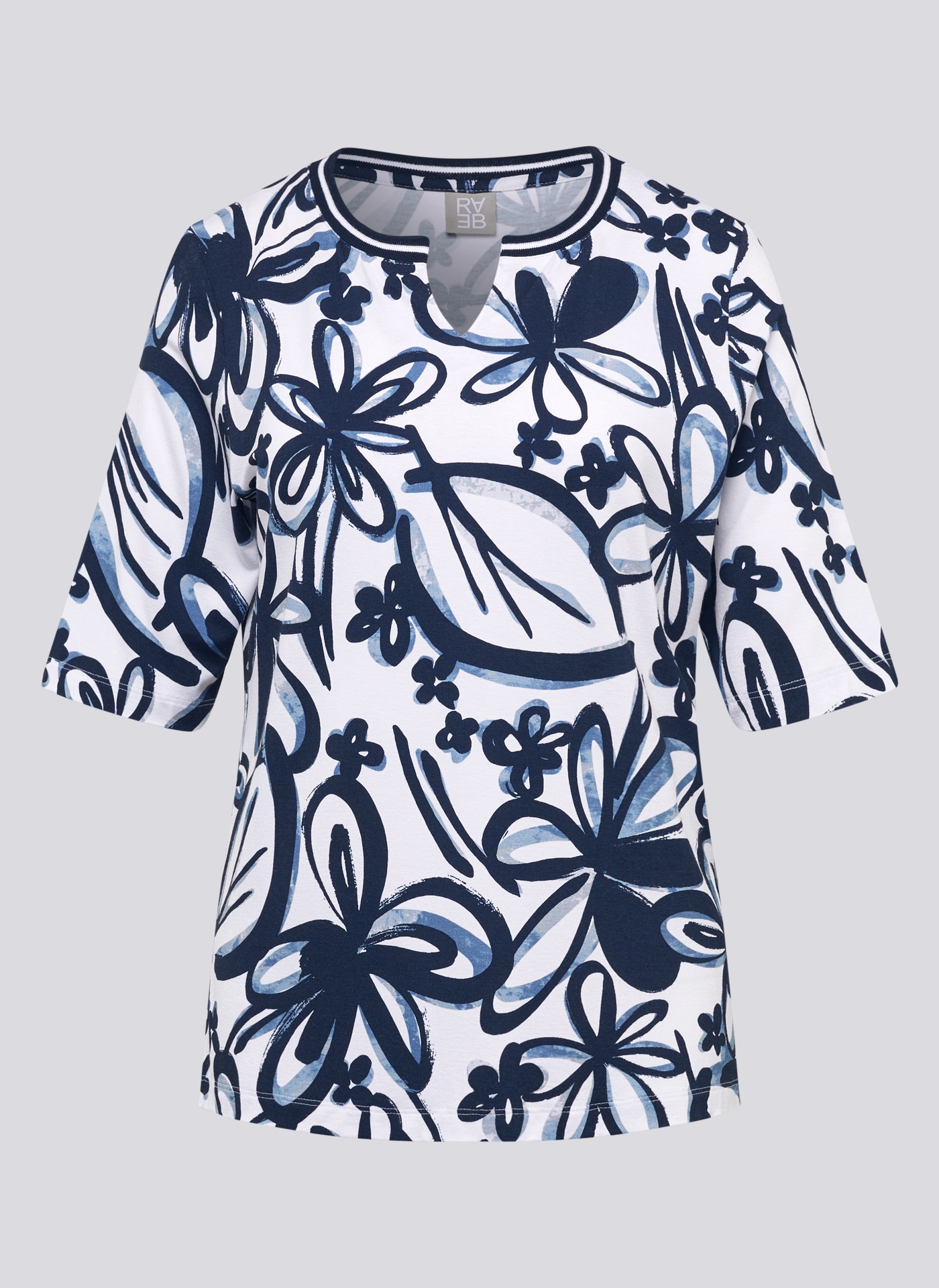 Rabe Rundhalsshirt, mit floralem Muster