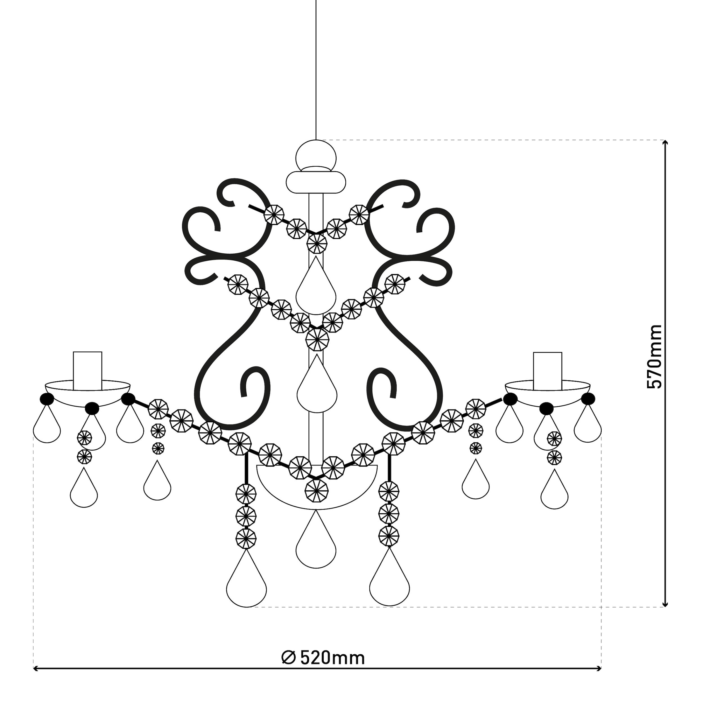 näve Kronleuchter »Cecilia« E14 1 Stk. 5flg., Kristallbehang aus Acryl, exkl. Leuchtmittel E14, D: ca. 52cm