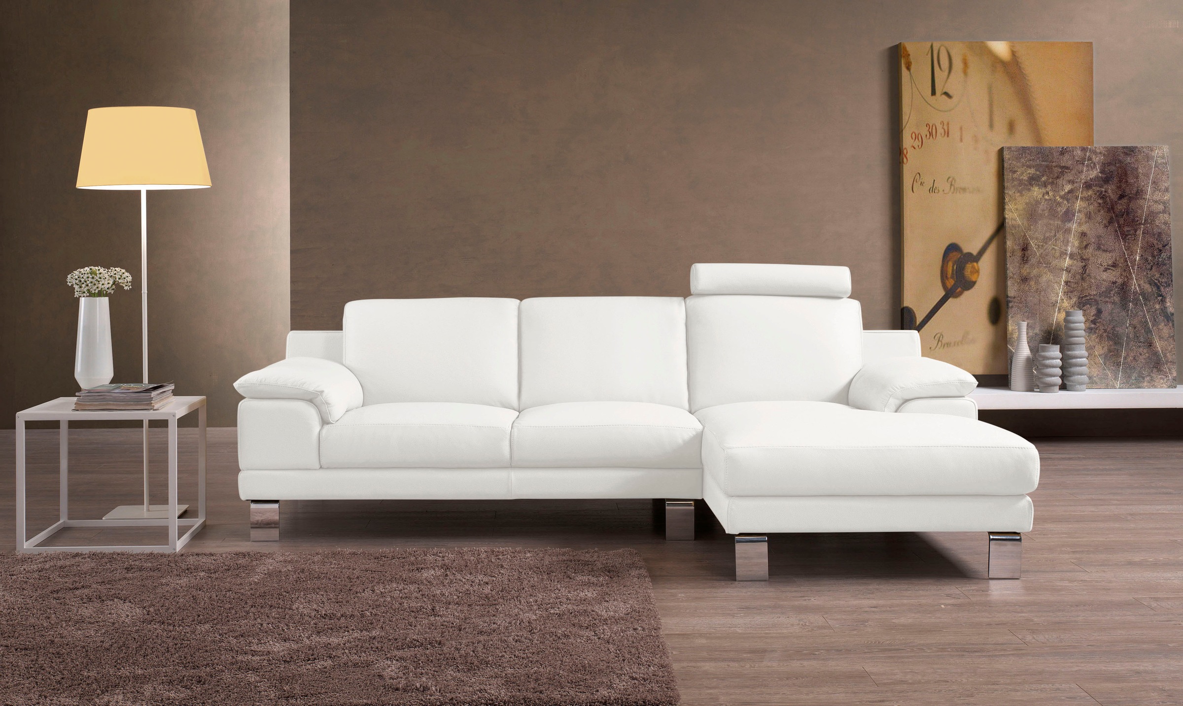 Egoitaliano Ecksofa »Shakira, Design und super Sitzkomfort auf hohem Niveau, tolle Details«, mit Recamiere, L-Form, edle Füße