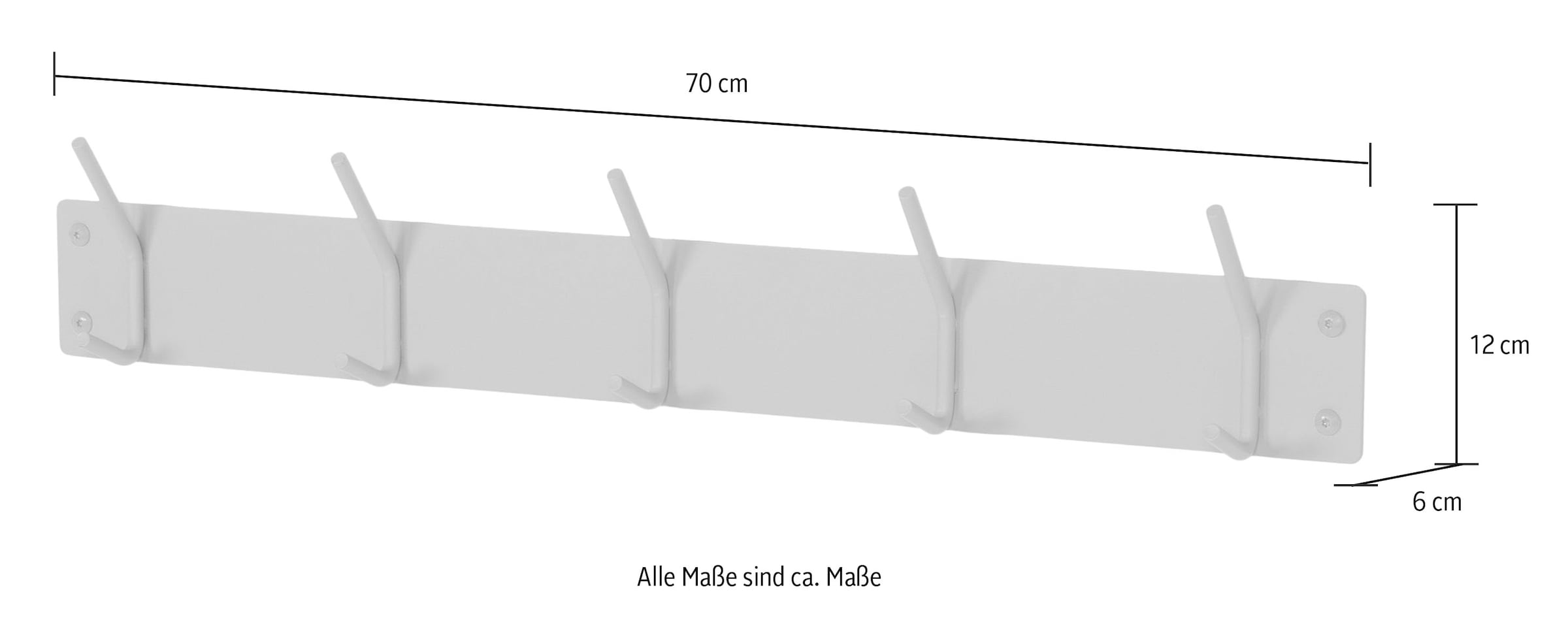 Spinder Design Garderobenhaken, Metall, Zeitloses Design, 5 Haken, Breite 70 cm