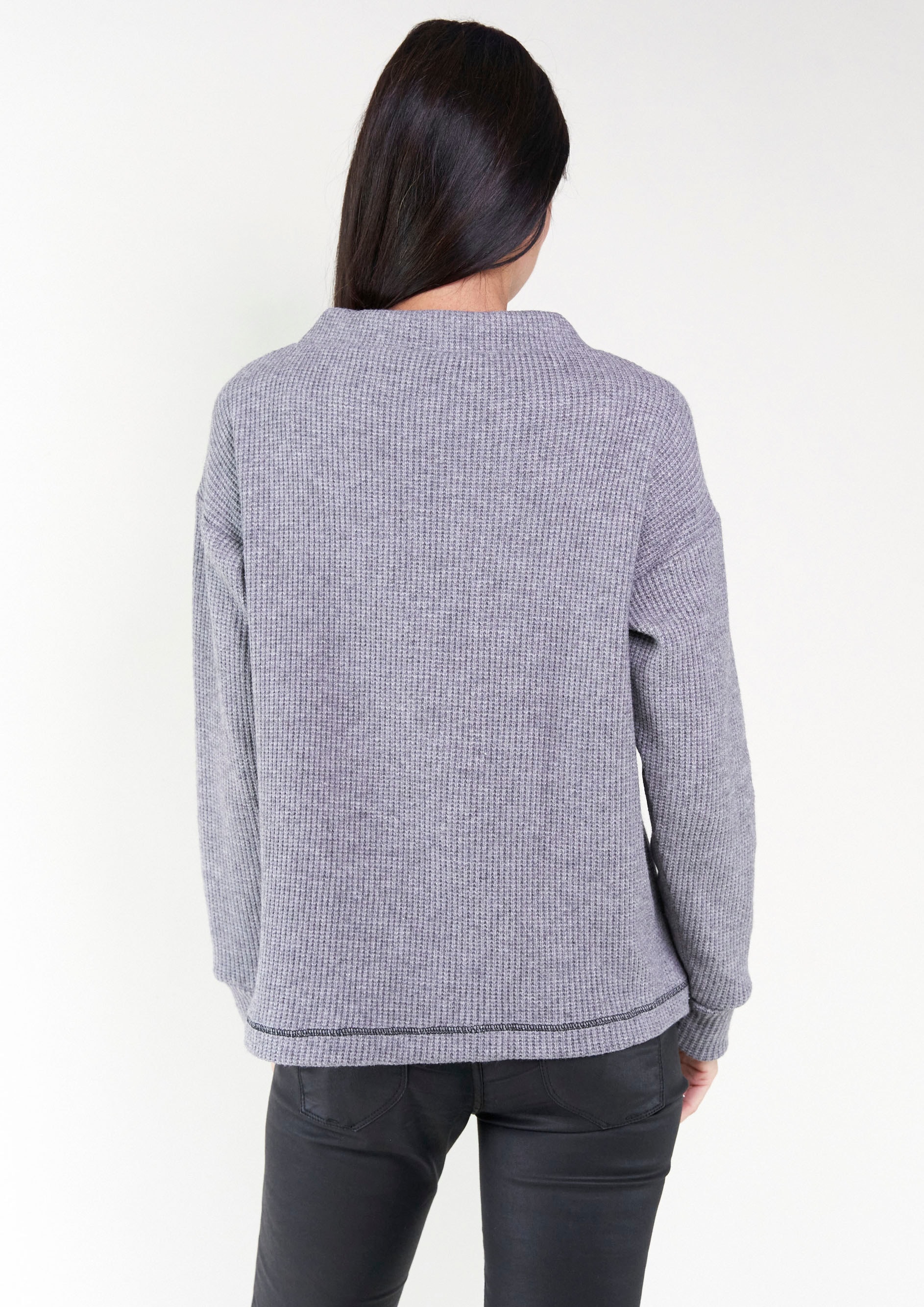 Seidel Moden Strickpullover, im Basic-Style mit Kordelzug im Stehkragen, MADE IN GERMANY