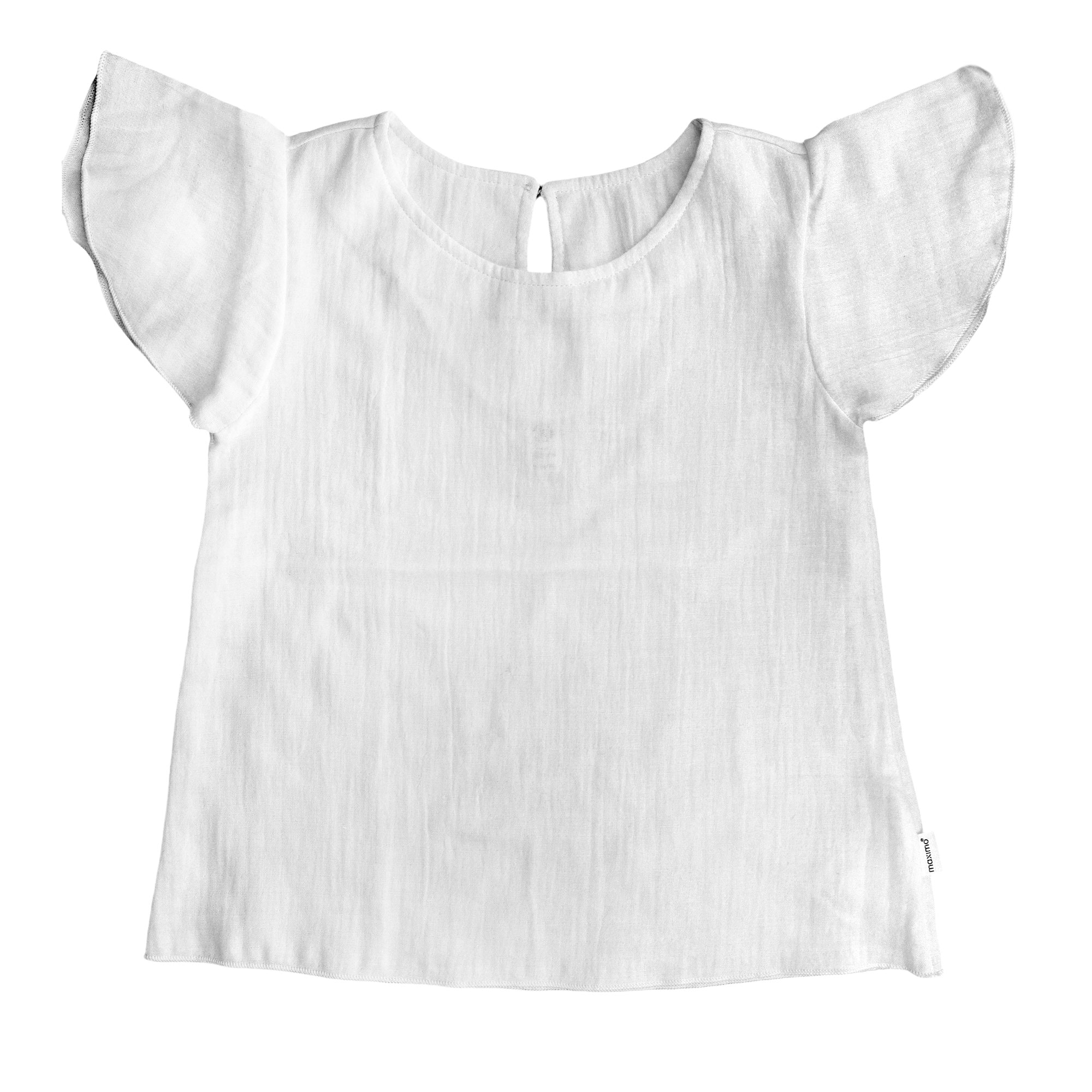 MAXIMO T-Shirt 1 Weiß, Musselin, Flügelärmel, Knopfverschluss, Mädchen