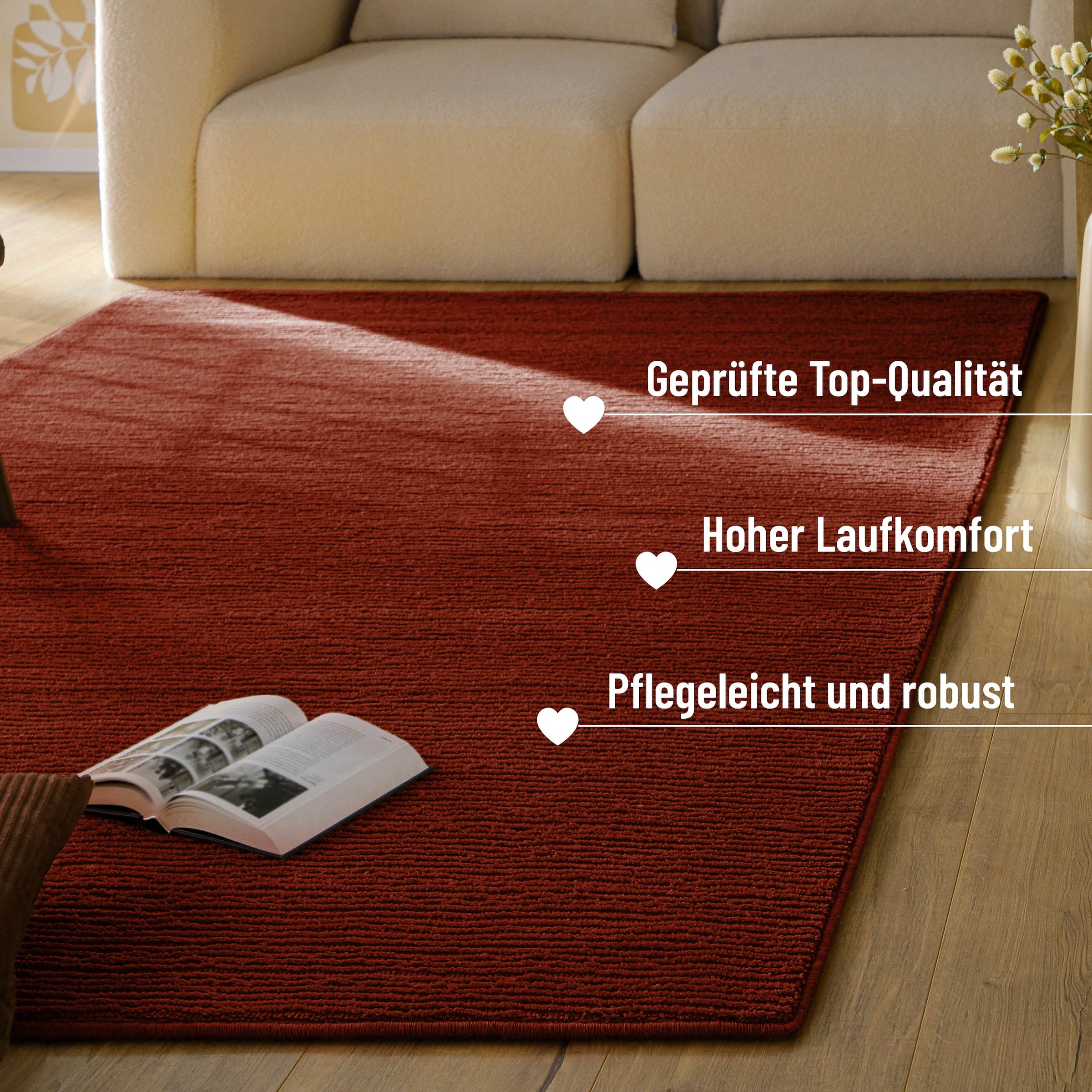 Wecon home Teppich »Castello ONE« rechteckig 7 mm Höhe Schurwolle, Kurzflor mit Hoch-Tief-Effekt, Wohnzimmer, Streifenmuster