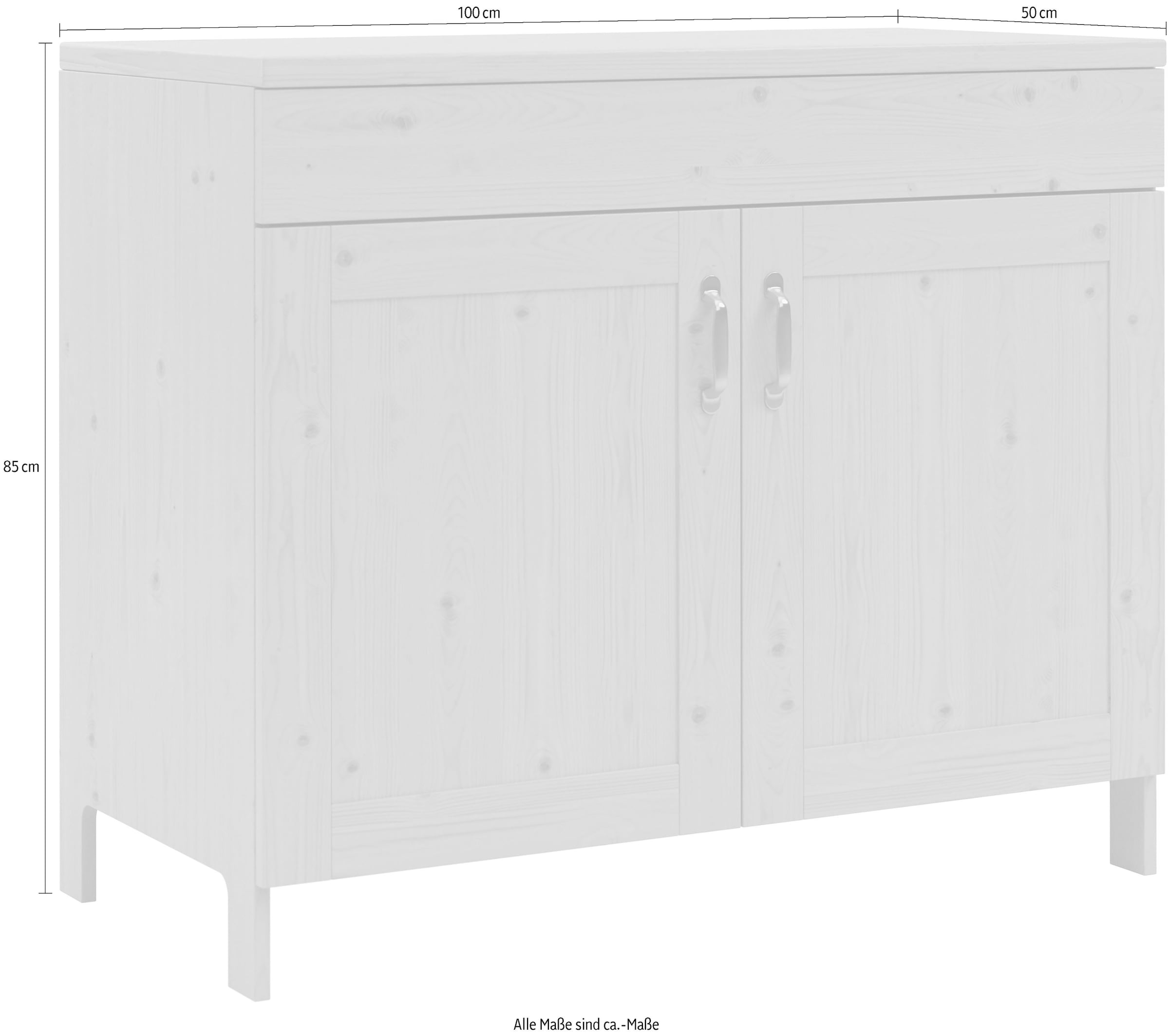 Home affaire Spülenschrank »Alba«, (1 St.), Breite 100 cm, Kiefer massiv, 2 Türen