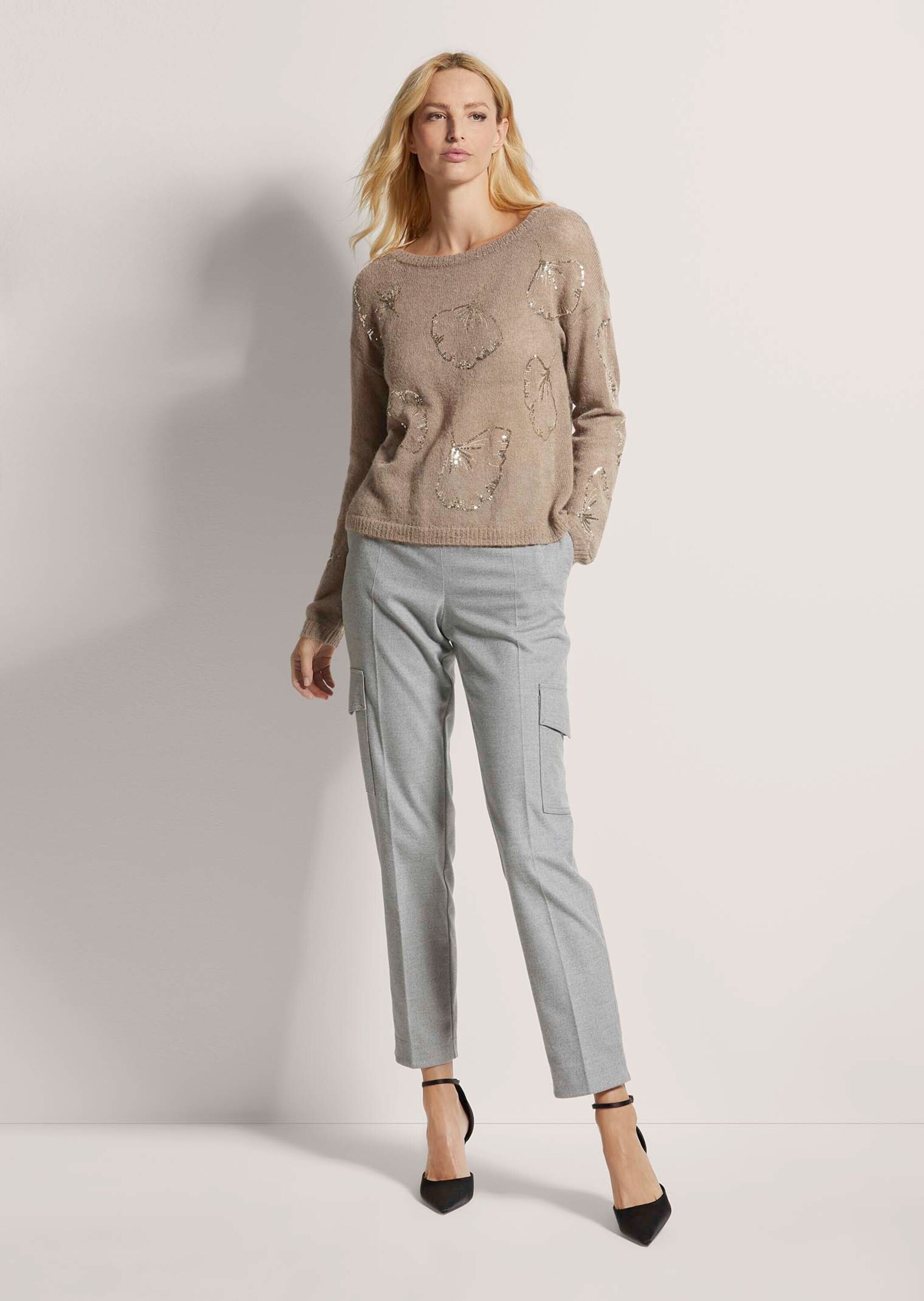 MADELEINE Longpullover »Pullover Rundhals-Pullover mit Pailletten«