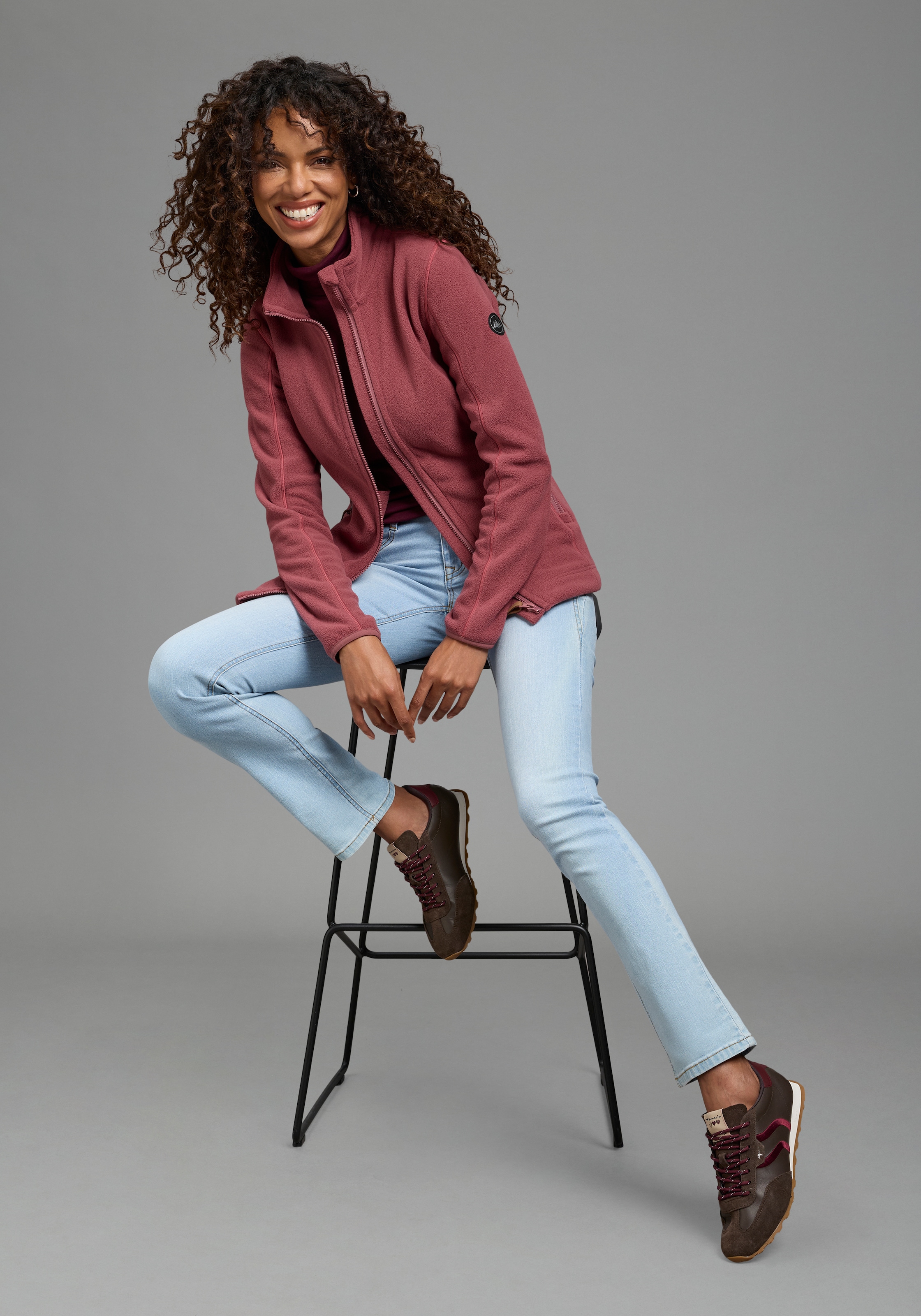 Polarino Fleecejacke ohne Kapuze für kalte Tage,  aus Fleece,  lässiger Look