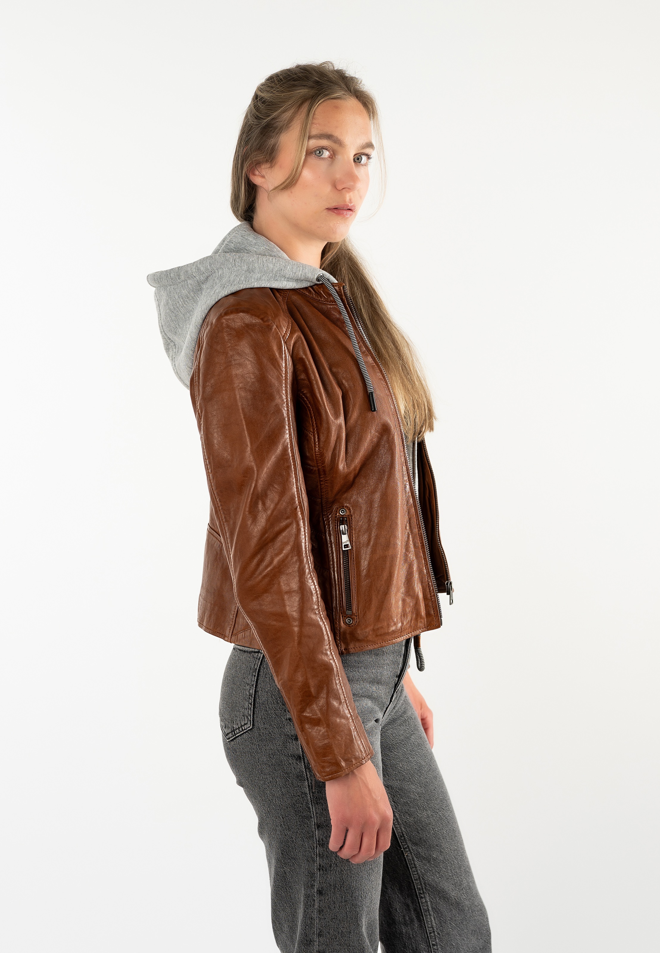 Mauritius Lederjacke »MWAlva« mit Kapuze mit abnehmbarer Kapuze