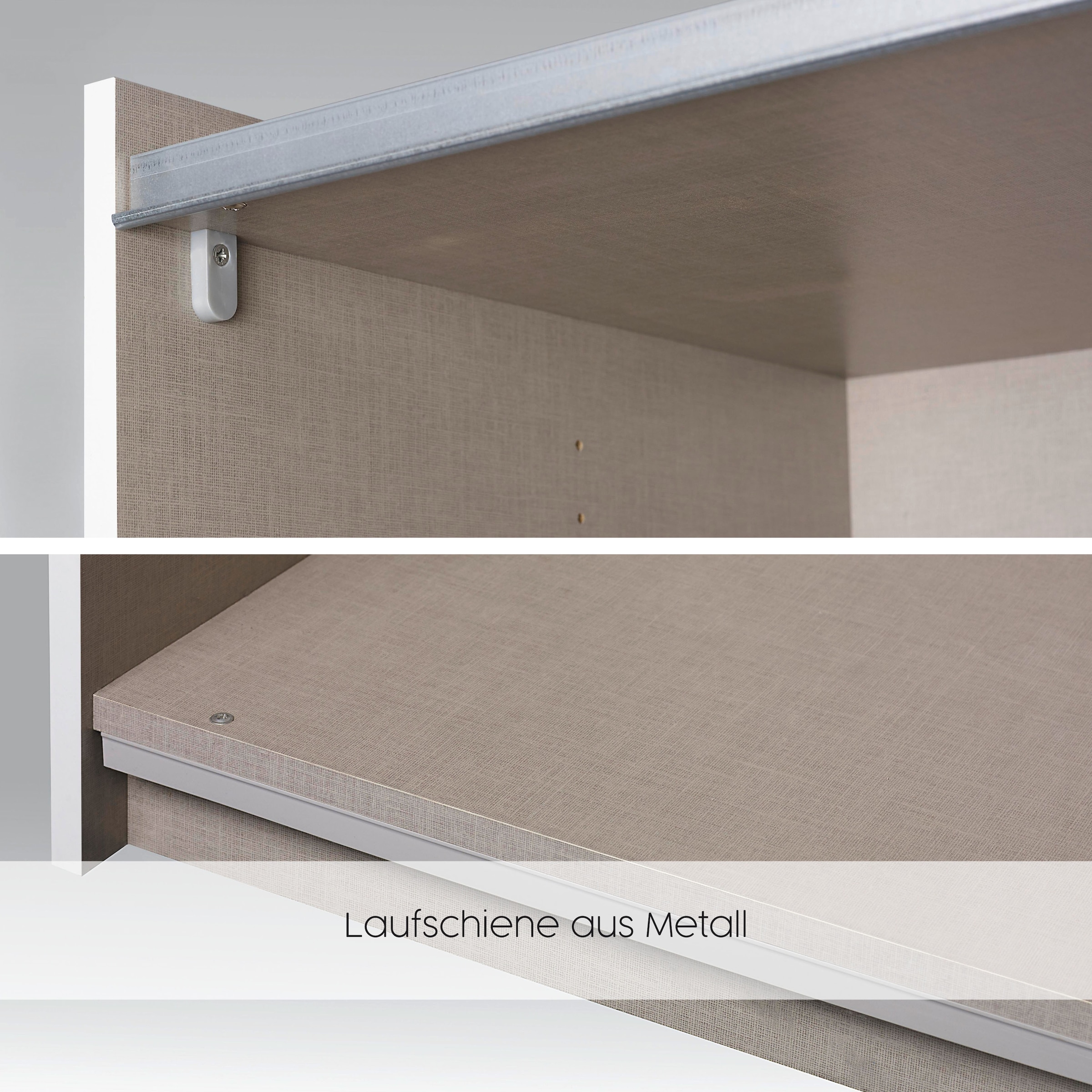 rauch Schwebetürenschrank »Kleiderschrank Schrank Garderobe  ASTANA« 3 Ausstattungen BASIC/CLASSIC/PREMIUM (inkl. SOFT-CLOSE-FUNKTION),  mit 3 Spiegelelementen, Metallgriffleisten alufarbig MADE IN GERMANY