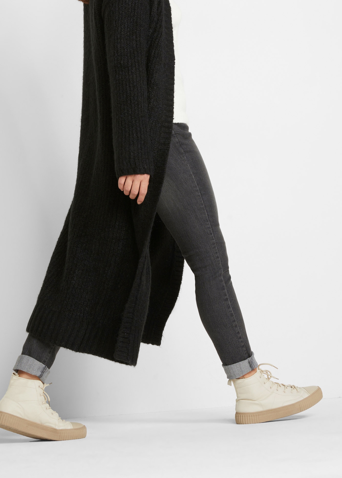 bonprix Strickmantel aus Baumwollmischung, Oversize-Look, Loose fit, unifarben