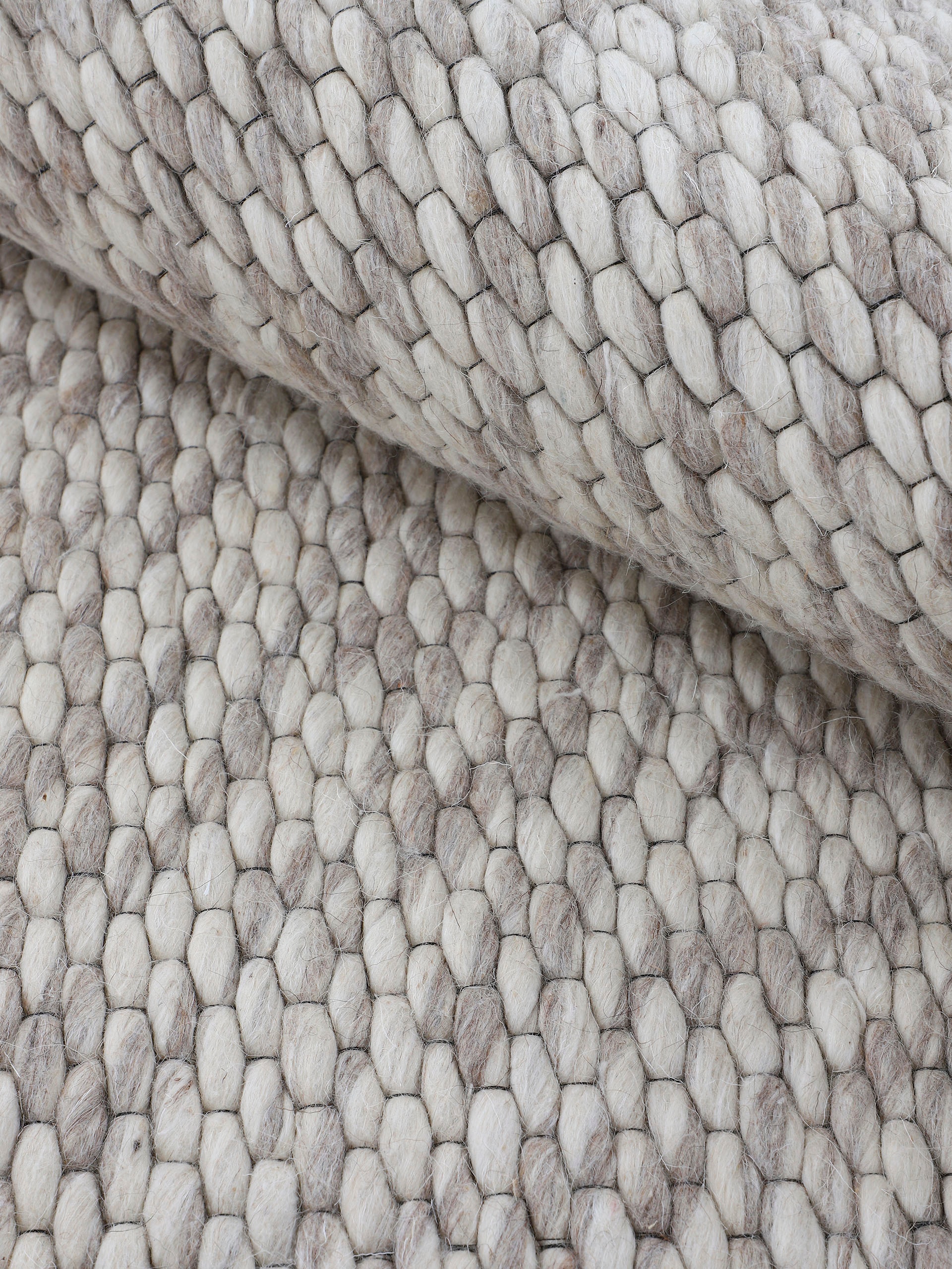 carpetfine Wollteppich »Sina«, rund, 14 mm Höhe, grobe Struktur, Zeitloses Design, reine Wolle, Wohnzimmer