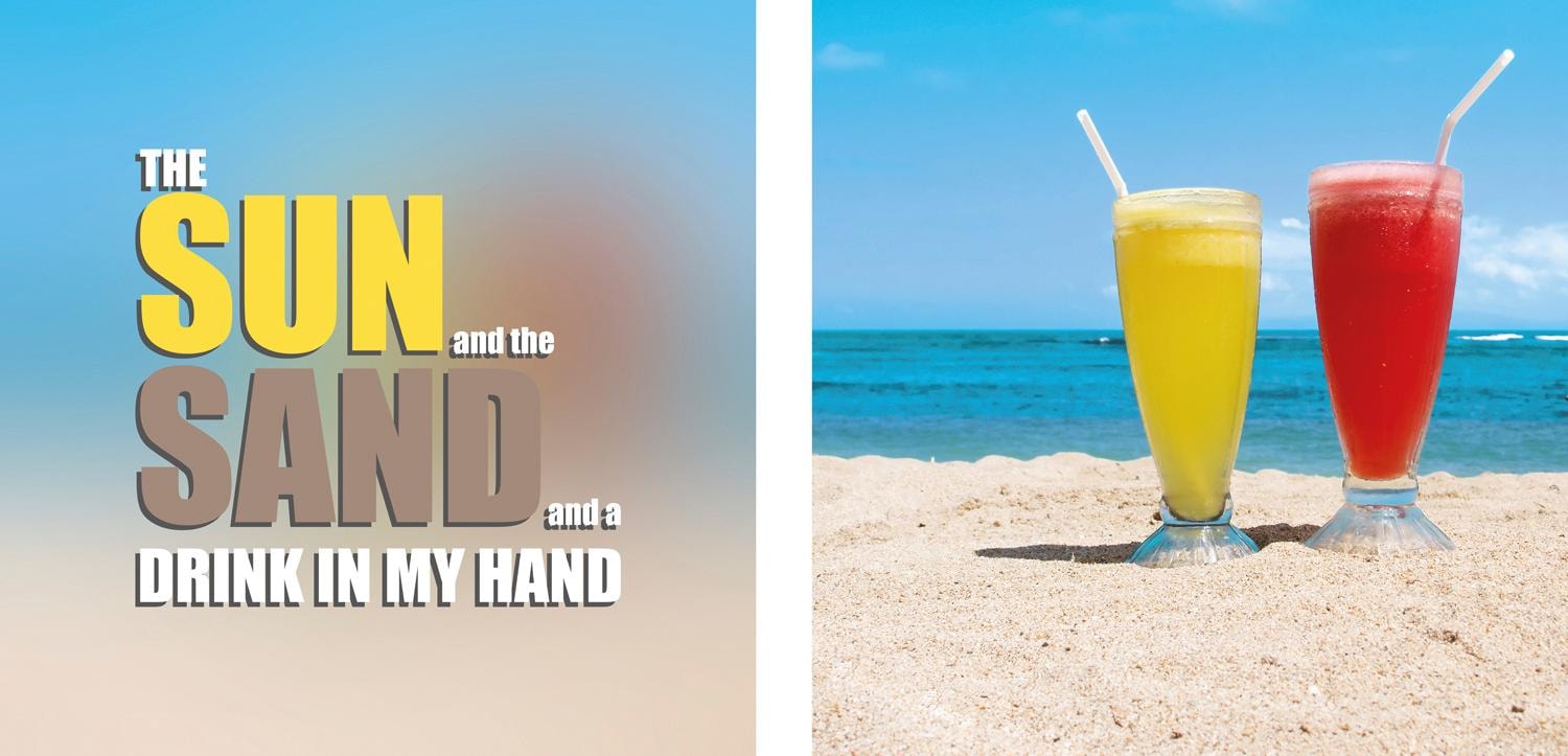 queence Leinwandbild »Drink in my Hand«, Getränke-Strand-Strandbilder-Meer-Meer Bilder-Kunst-Modern-Spa-Spa Bilder-Sprüche-Sprüche & Texte-Schriftzug-Schriftzüge, (Set), Premium-Leinwandstoff, Handarbeit aus Deutschland, Spruch, 2er Set
