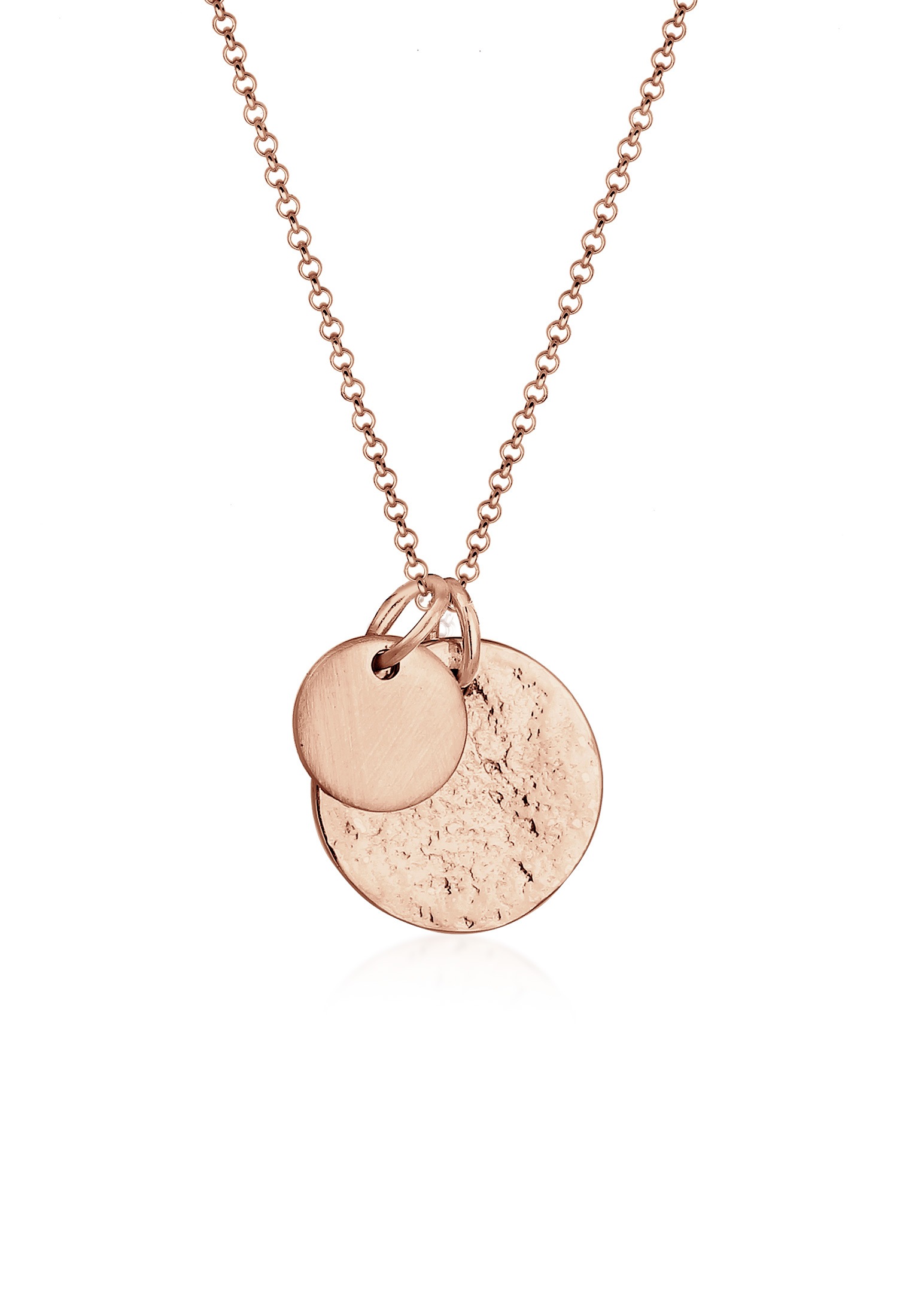 Elli Kette mit Anhänger »Halskette Plättchen Münzen Organic Look 925 Silber«