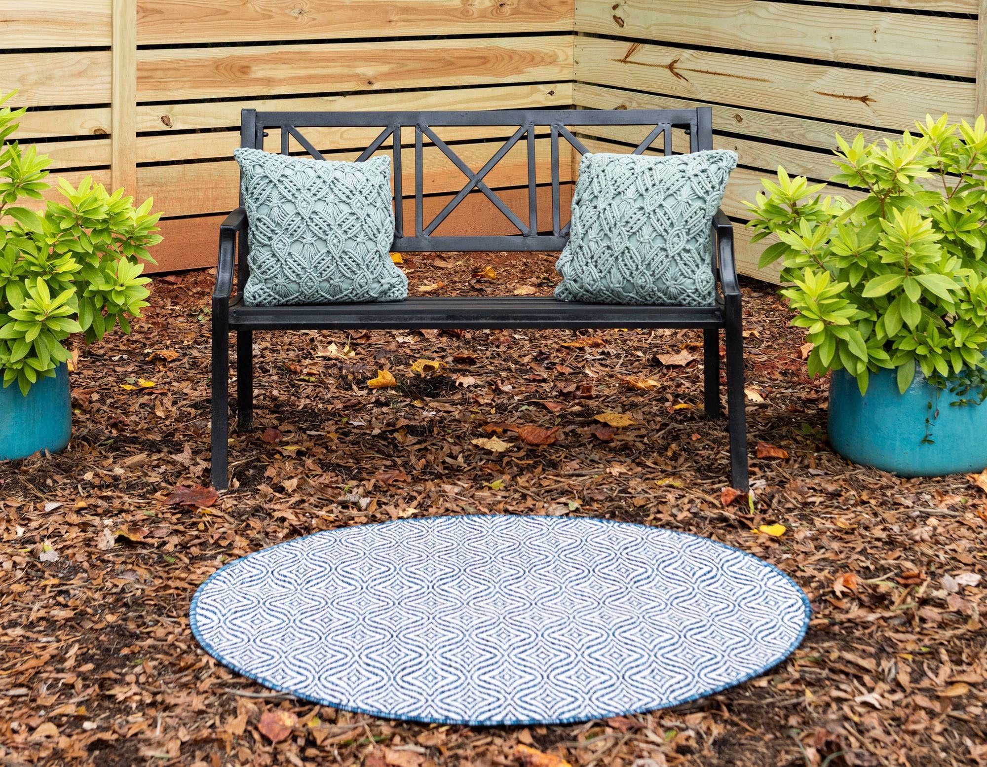 Myflair Möbel & Accessoires Teppich »Outdoor Crosses«, rund, 4 mm Höhe, Flachgewebe, In- und Outdoor geeignet