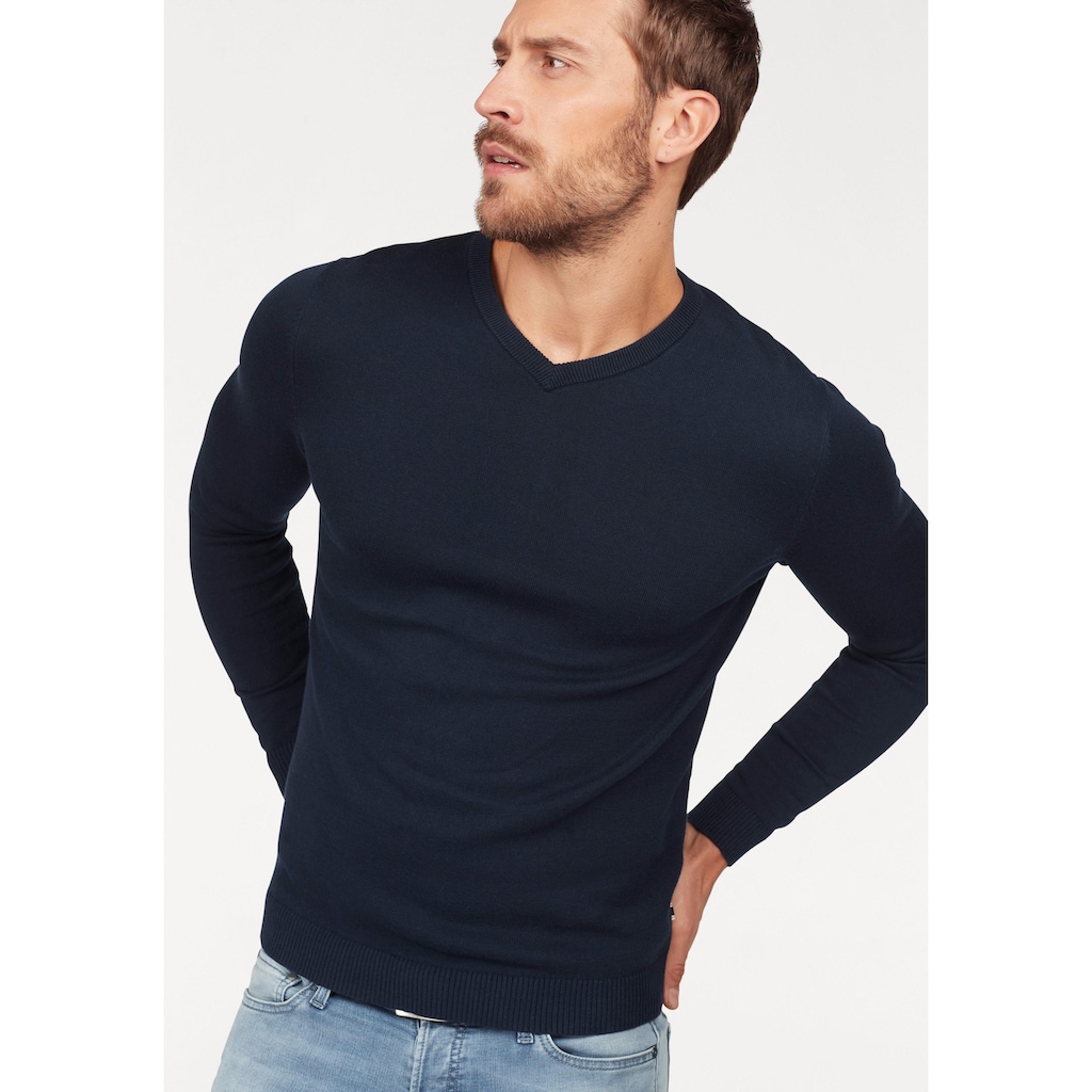 Jack & Jones V-Ausschnitt-Pullover »JJEBASIC KNIT V-NECK«