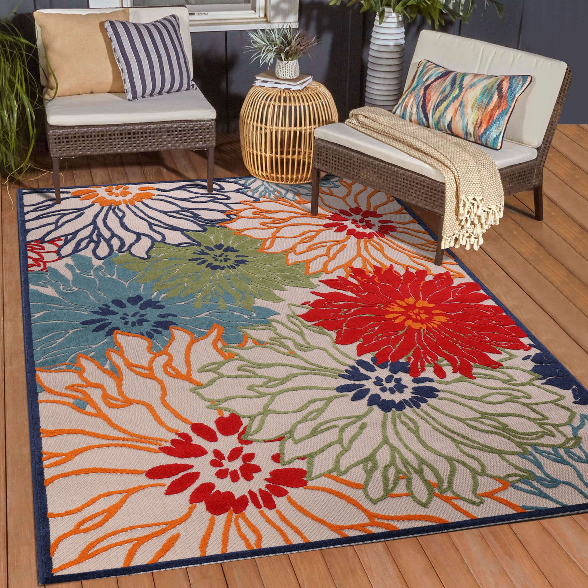 Teppich »Floral 2 Outdoor«, rechteckig, In- und Outdoor geeignet, Blumen, Balkon,...