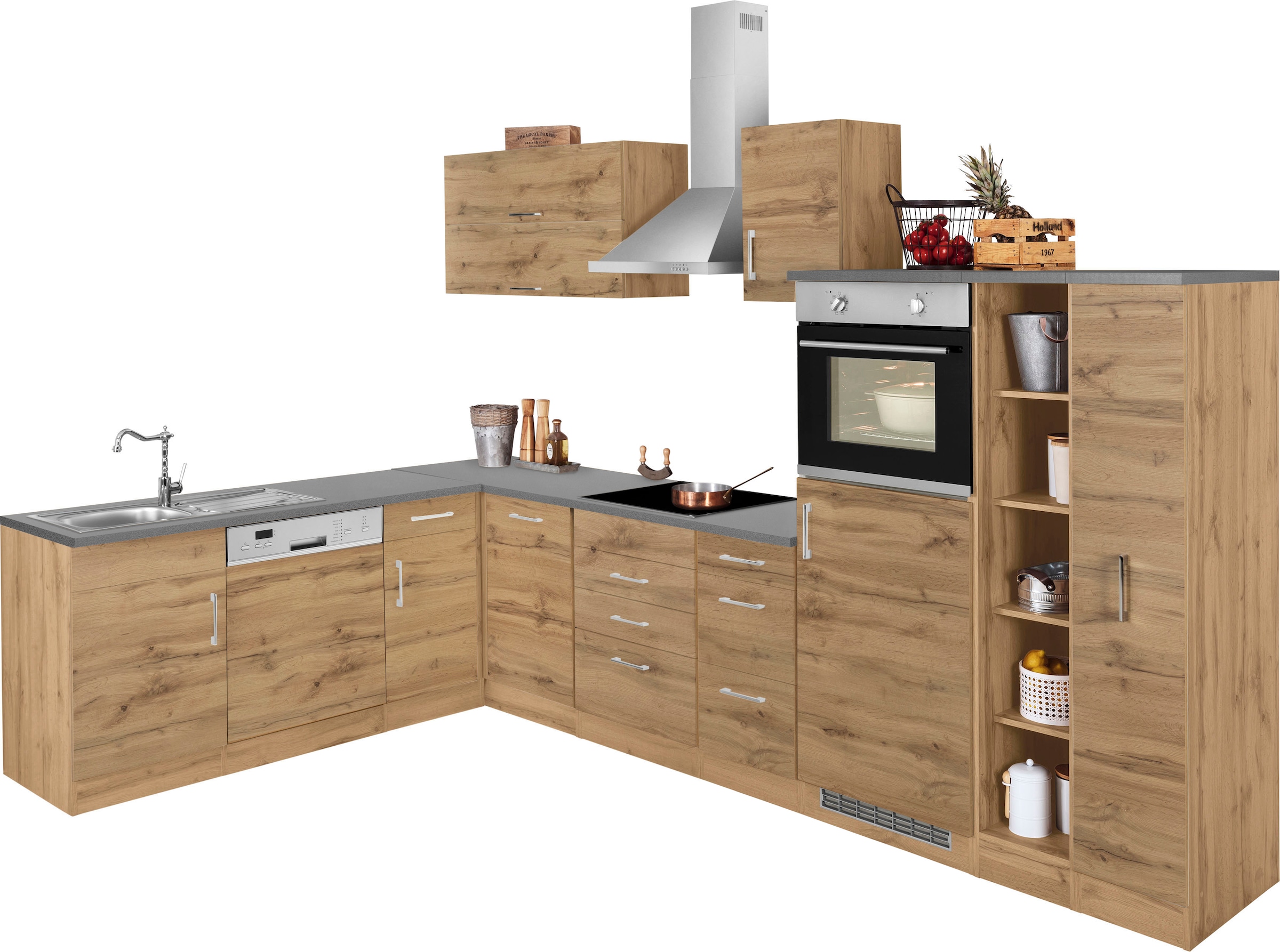 KOCHSTATION Winkelküche »KS-Colmar« ohne E-Geräte, Stellbreite 210/330 cm