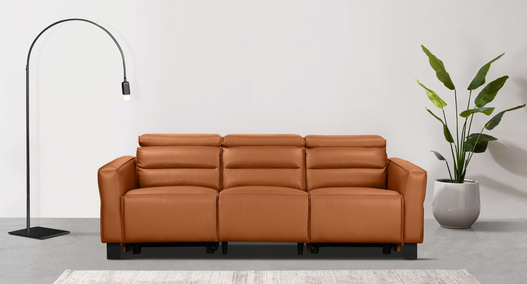 Places of Style 3-Sitzer »Carpari, 224cm, manuelle od. elektrische Relaxfunktion in 2 Sitzen«, mit USB-A/C, Kopfteilverstellung, Echtleder, Kunstleder, Webstoff