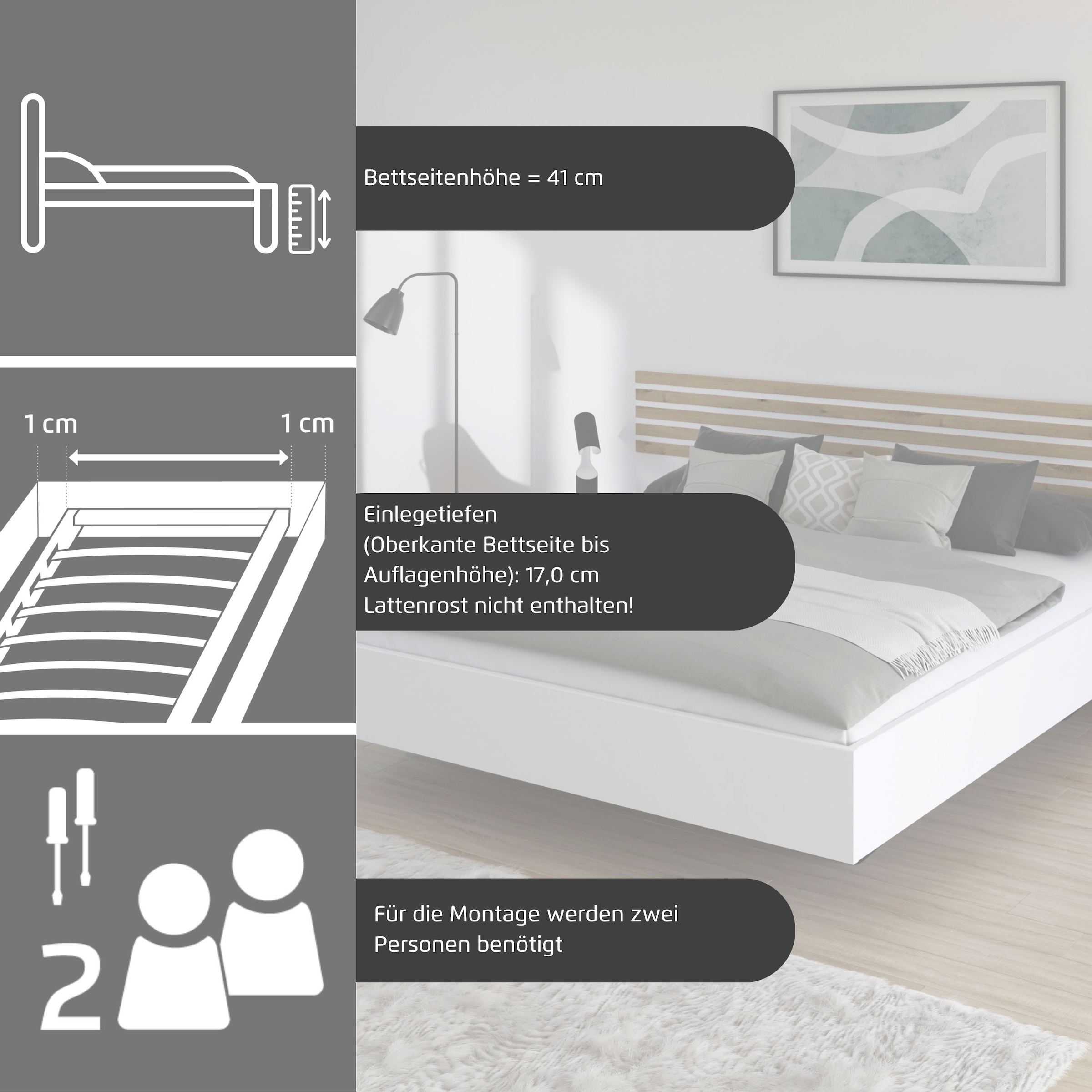 rauch Schlafzimmer-Set »Komplettzimmer Komplettschlafzimmer Komplett Set LAMELLA« Set, Schrank 226cm Bett 160/180cm in 3 Ausstattungen BASIC/CLASSIC/PREMIUM, 4 tlg. tlg.