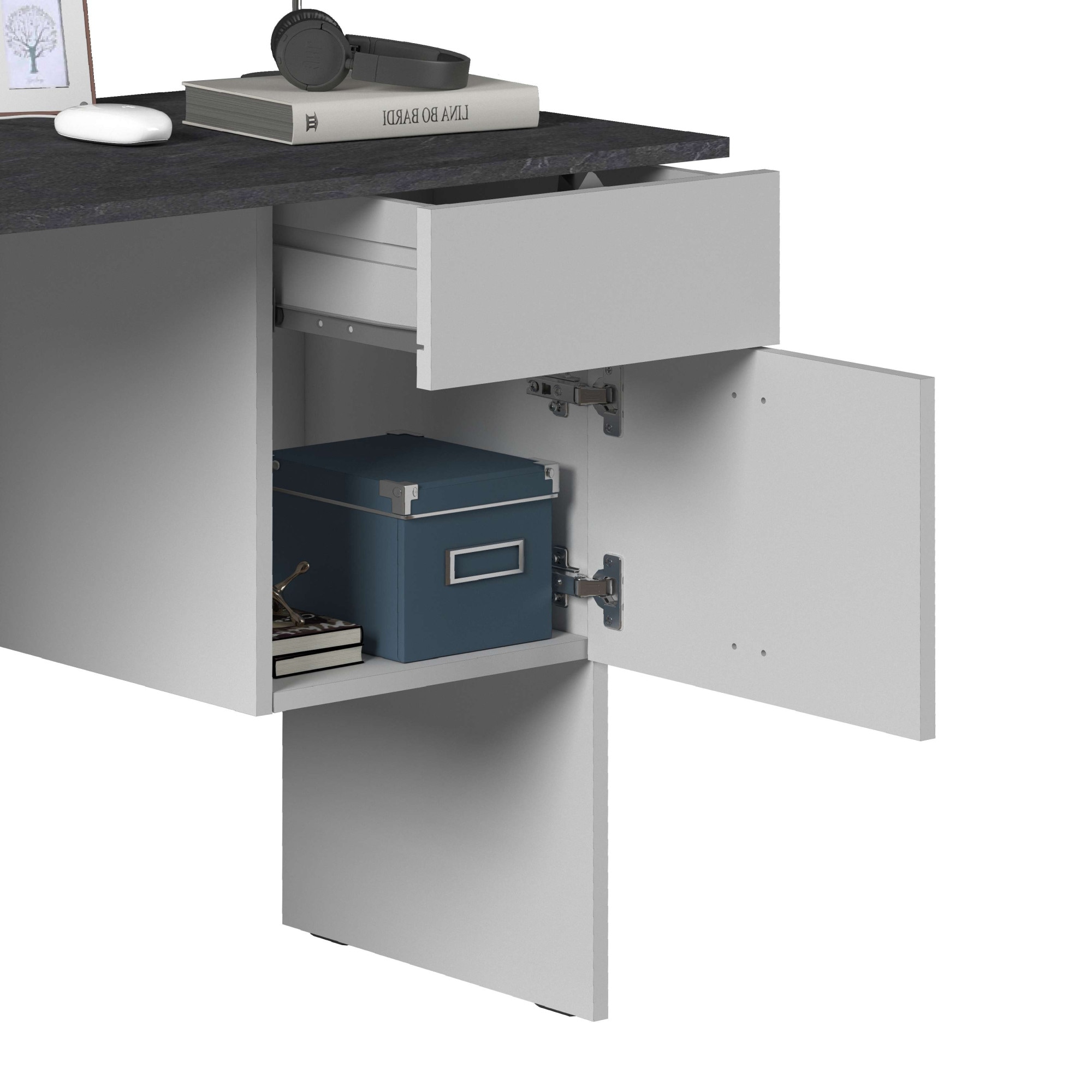 INOSIGN Schreibtisch »Sunrise, kleiner Computertisch, Bürotisch«, mit 1 Tür & 1 Schublade, Tischplatte Breite 110 cm, Made in Italy