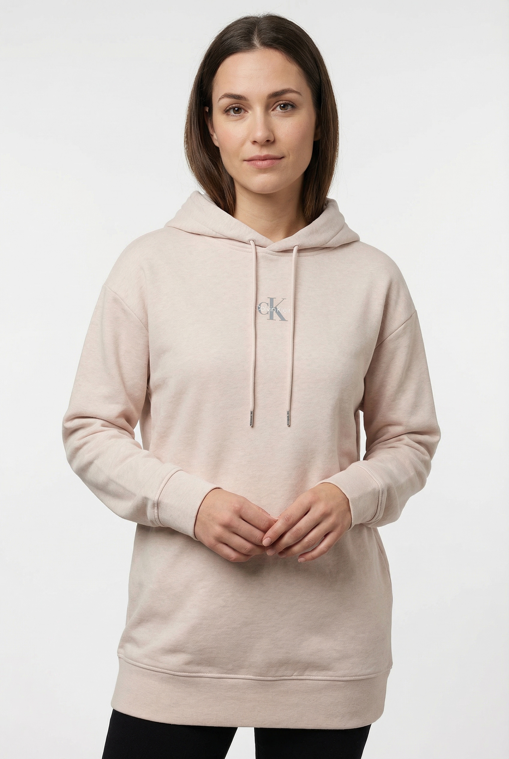 Calvin Klein Jeans Sweatkleid »LS MONOLOGO PREMIUM TERRY HOODIE« Ohne Tasche Mit Rundhalsausschnitt, loose fit