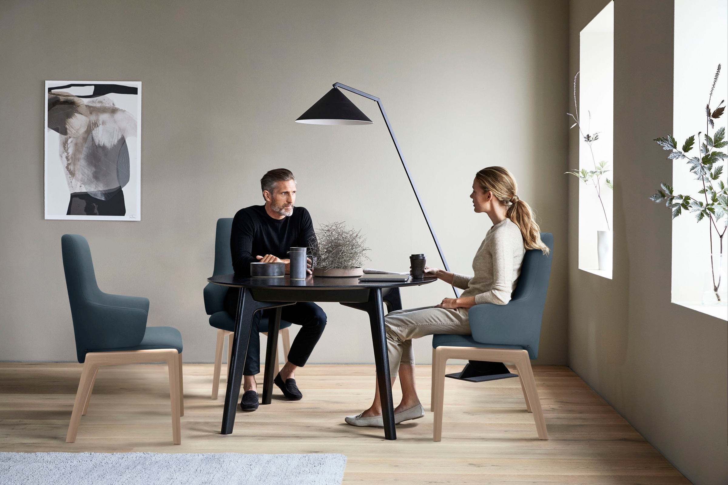 Stressless® Polsterstuhl »Laurel«, Microfaser DINAMICA, High Back mit Armlehne, Größe L, mit abgerundeten Beinen in Eiche