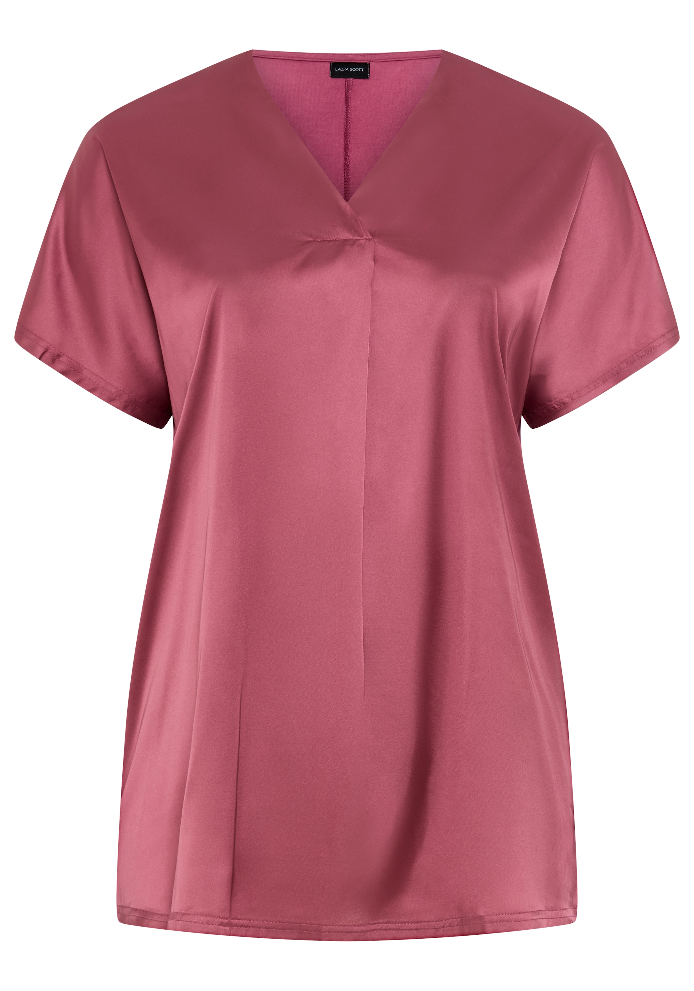Laura Scott CURVE Satinbluse figurumspielende Passform, mit Falteneinsatz vorne, V-Ausschnitt