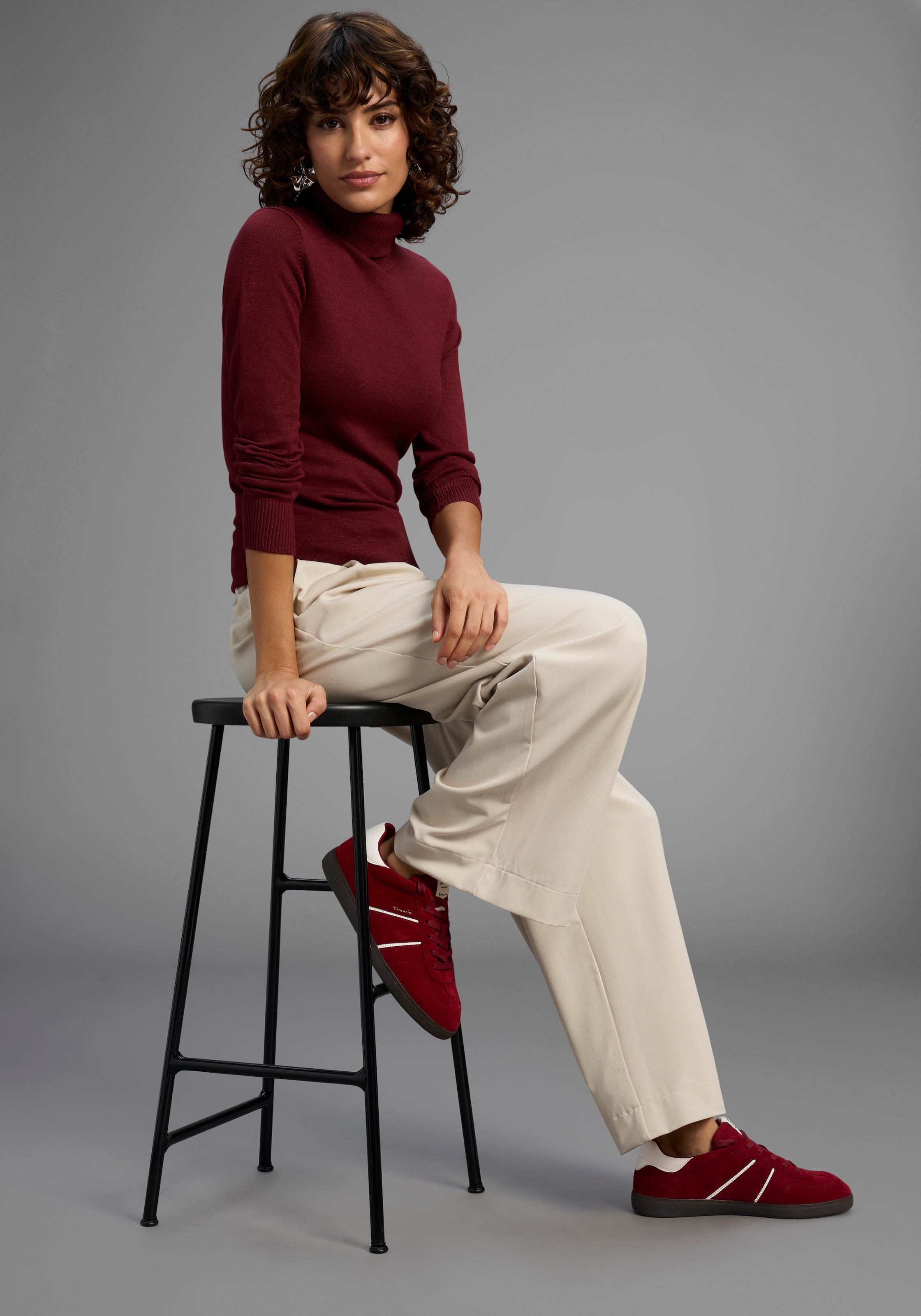 Laura Scott Rollkragenpullover Feinstrick in figurbetonter Longform