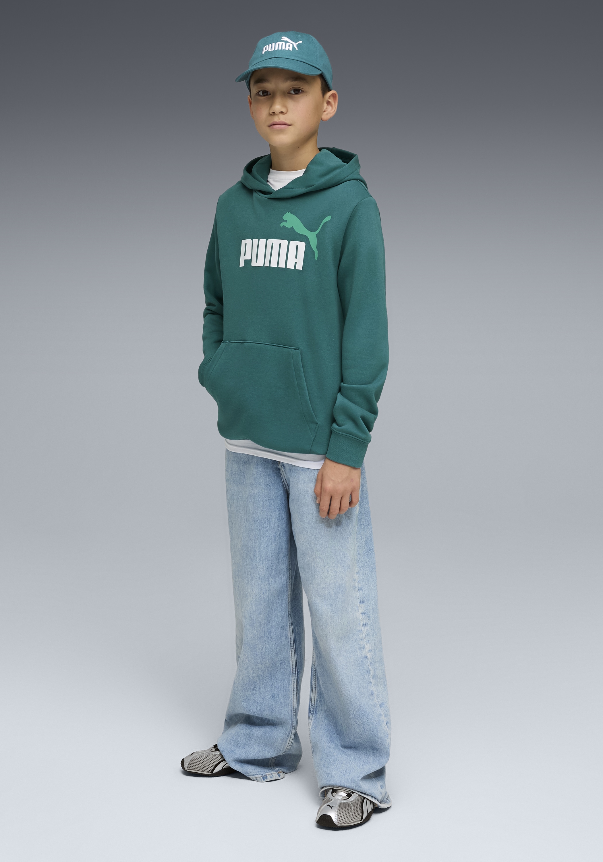 PUMA Kapuzensweatshirt »ESS 2 COLOR NO.1 LOGO HOODIE TR B«, für Jugendliche, mit Print-Applikation, mit Kängurutasche
