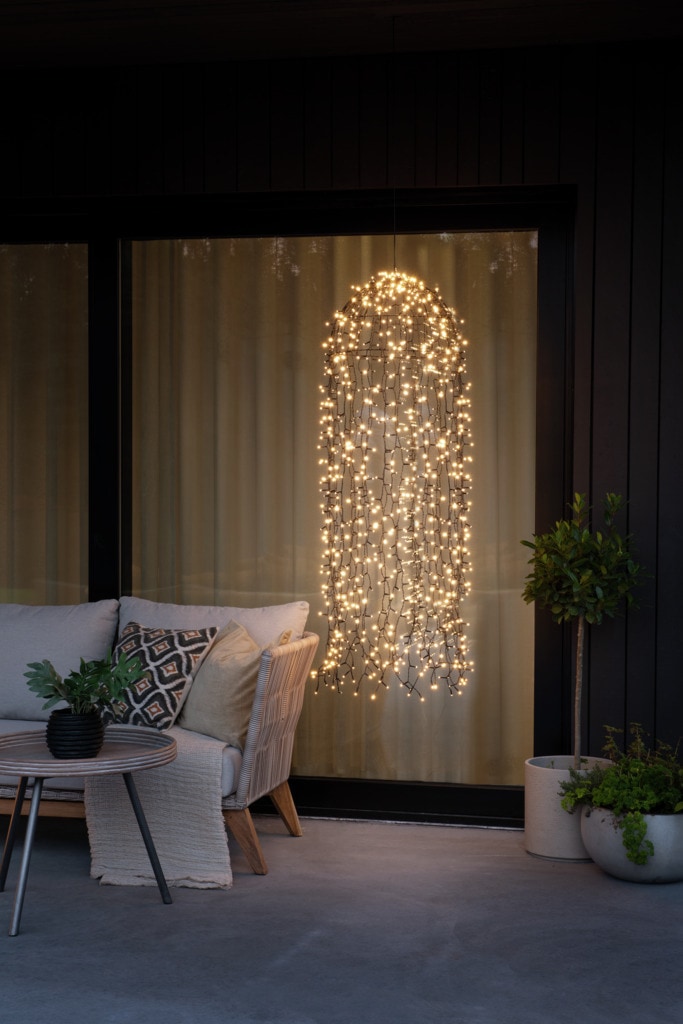 KONSTSMIDE LED-Lichtervorhang »Weihnachtsdeko aussen«, schwarz, 900 warm weiße Dioden