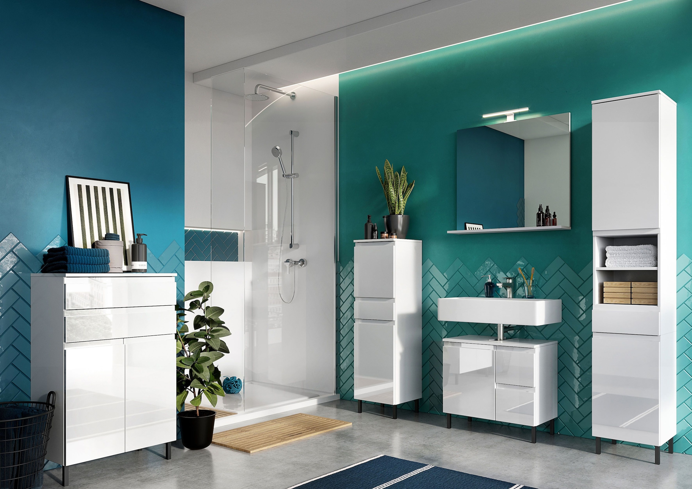 GERMANIA Waschbeckenunterschrank »Scantic« 1 Stk. tlg. mit Siphonausschnitt