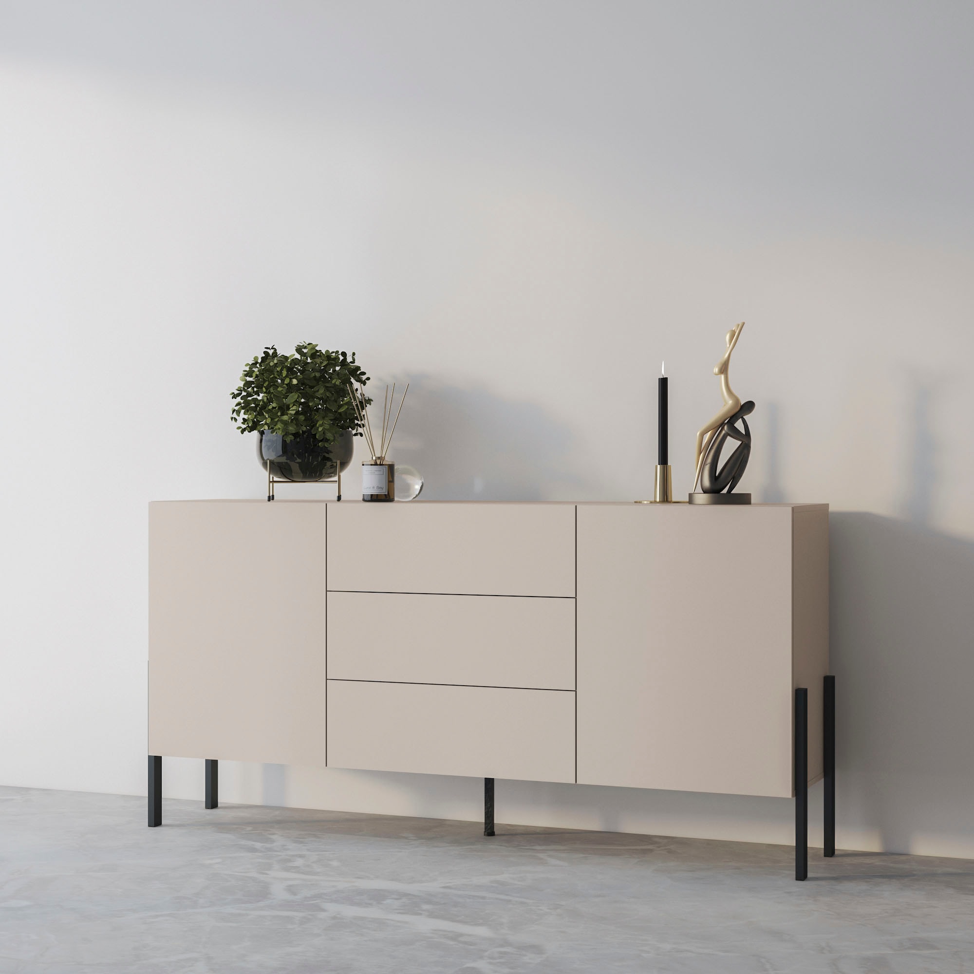 INOSIGN Sideboard »Jukon, Breite 150 bzw.180 cm, moderne grifflose Kommode«, Schubladenschrank 2 Türen/3 Schubkästen, push-to-open-Funktion