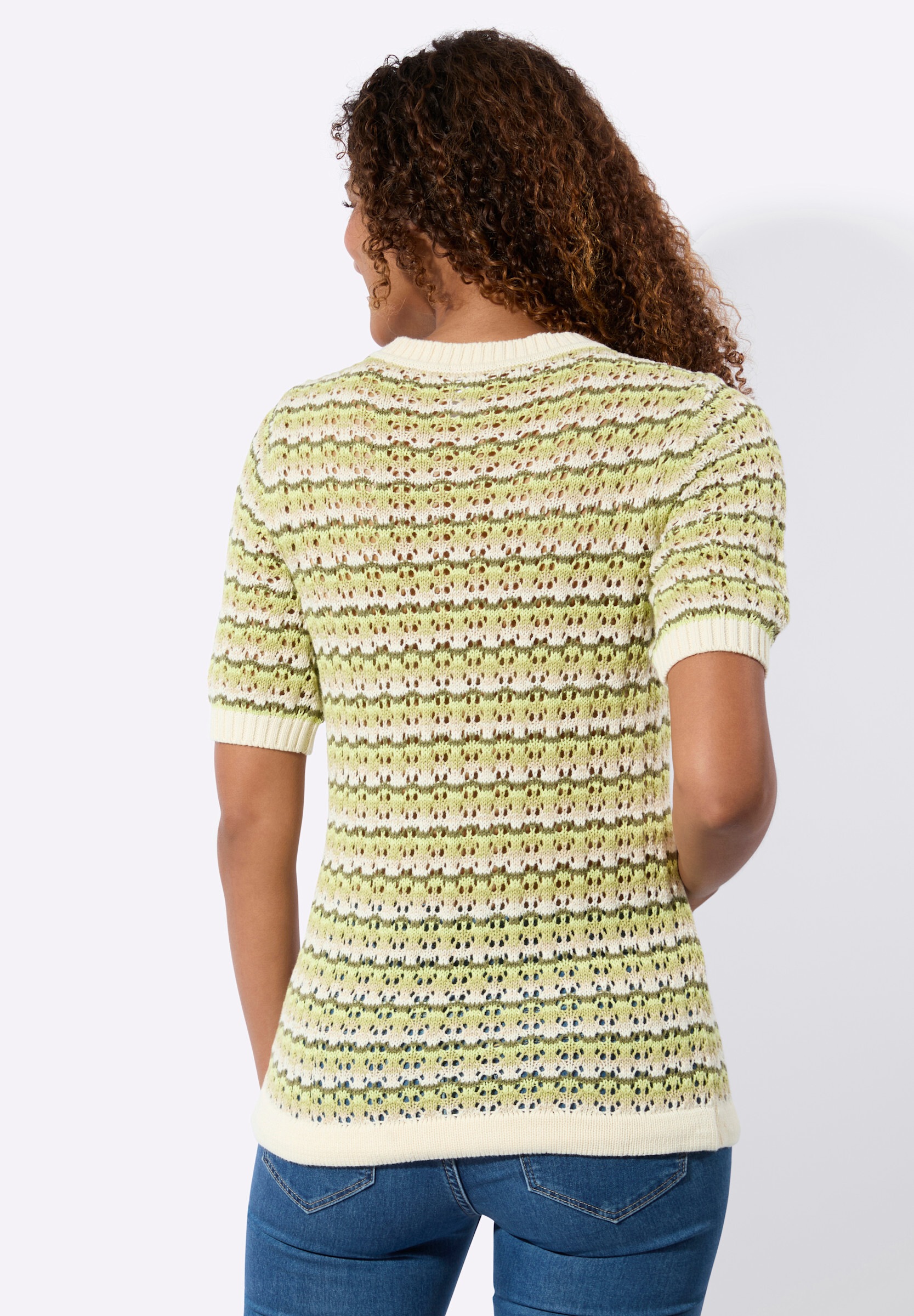 Witt Longpullover »Ajour-Pullover Ajourpullover mit Bindeband am Saum«