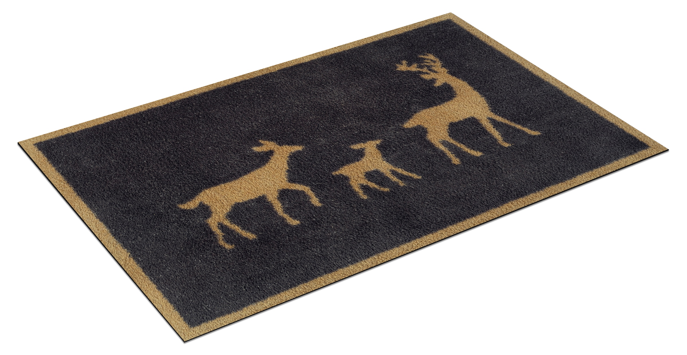 Turtle Mat Fußmatte »Deer Family Gold«, rechteckig, 9 mm Höhe, waschbar und trocknergeeignet