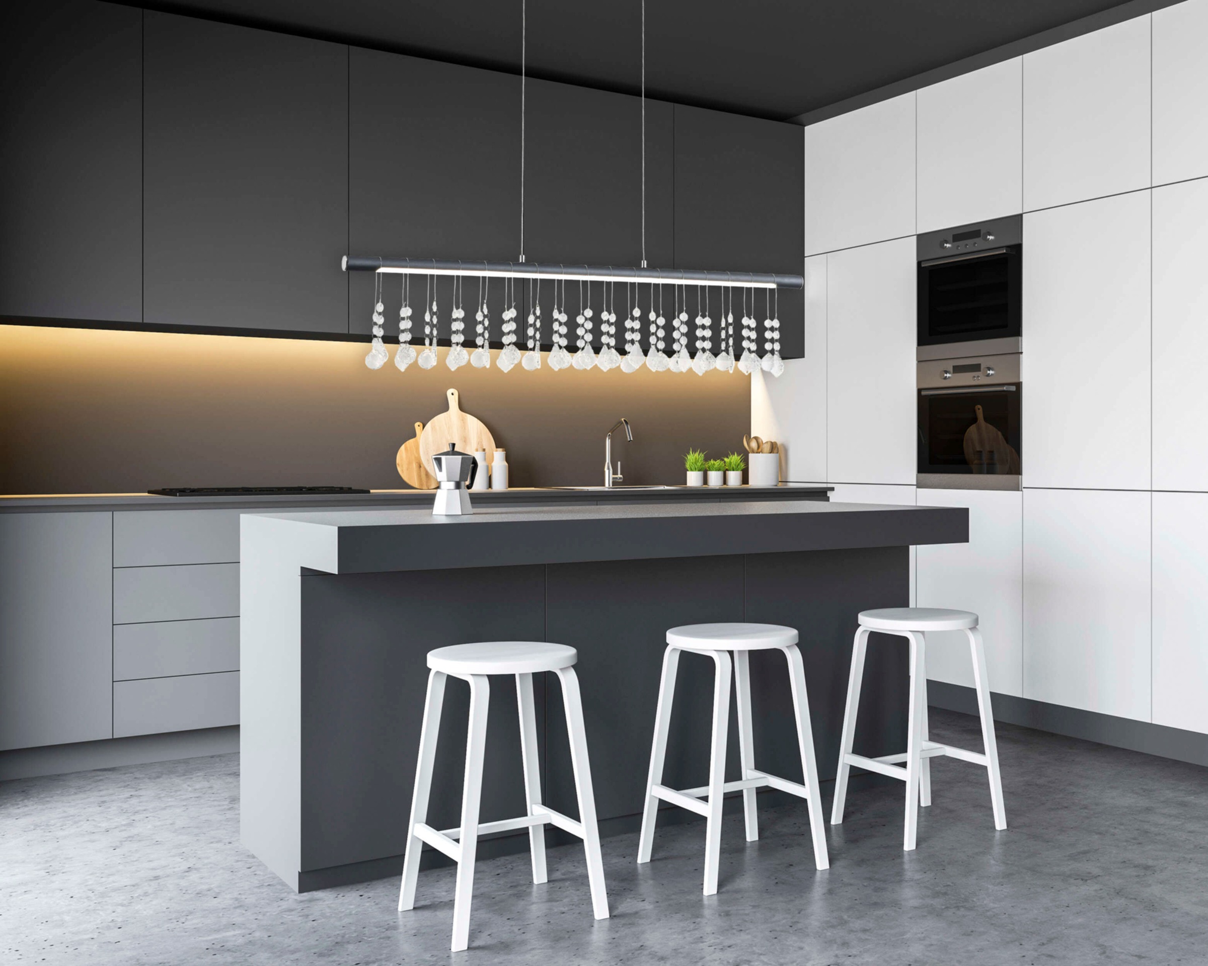 näve LED Pendelleuchte »Nobilis«, 1 flammig, Leuchtmittel LED-Modul | LED fest integriert, Hängeleuchte, dimmbar, warmweiß, L: 100cm, grau