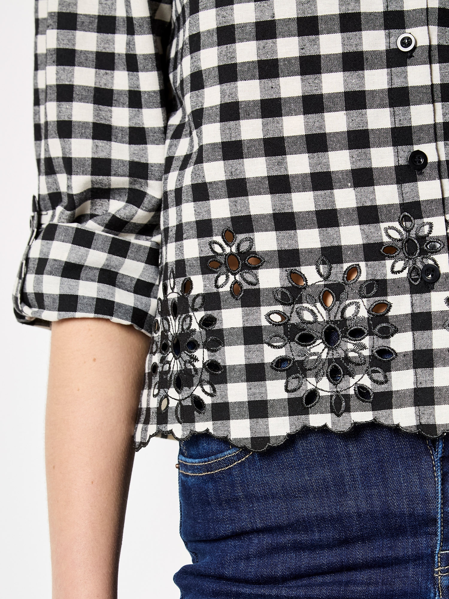 Apricot Hemdbluse »Gingham-Hemd« mit besticktem Saum