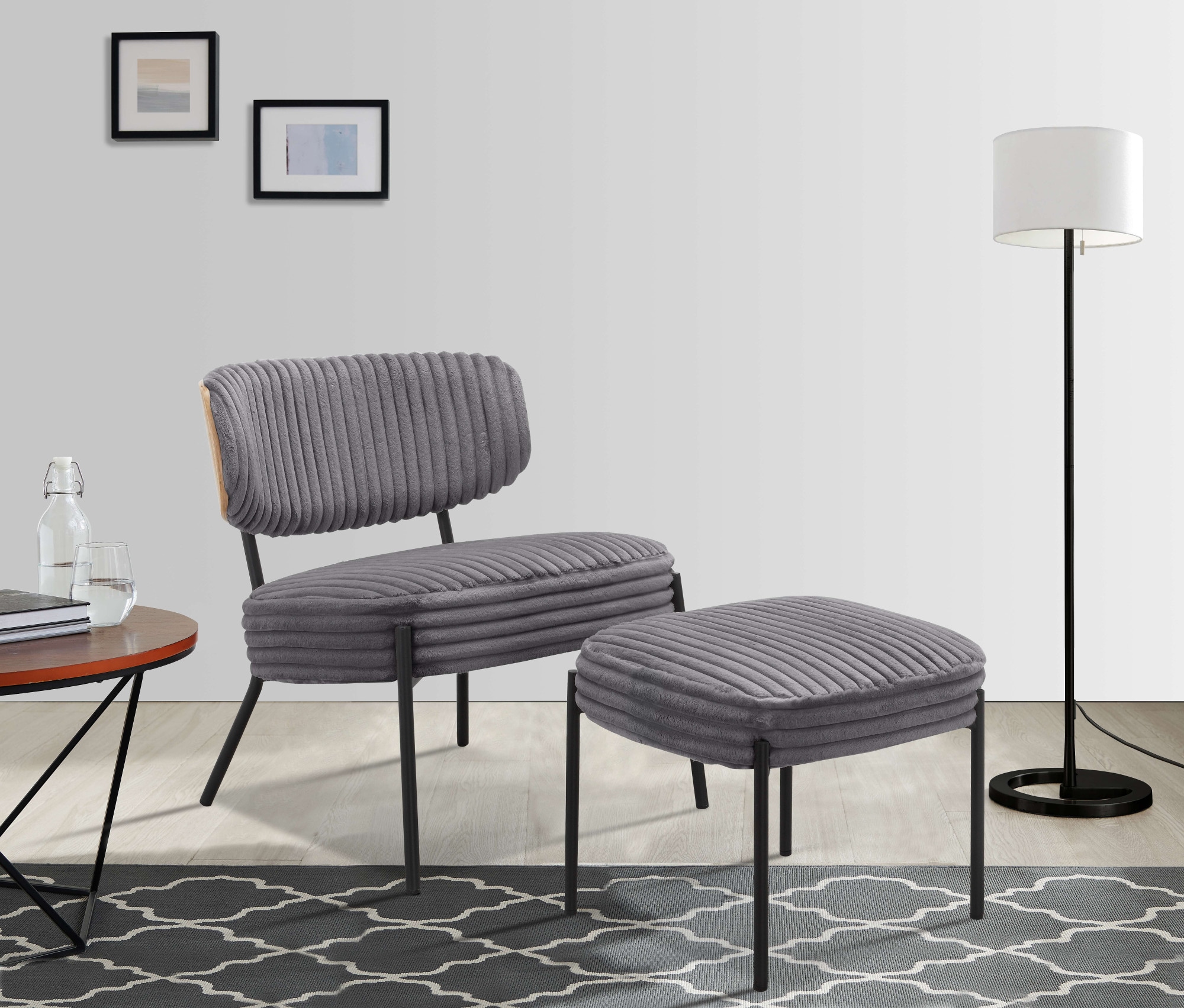 Home affaire Loungesessel "Lovberg in Cord und Easycare-Bezug" eleganter Sessel mit Hocker