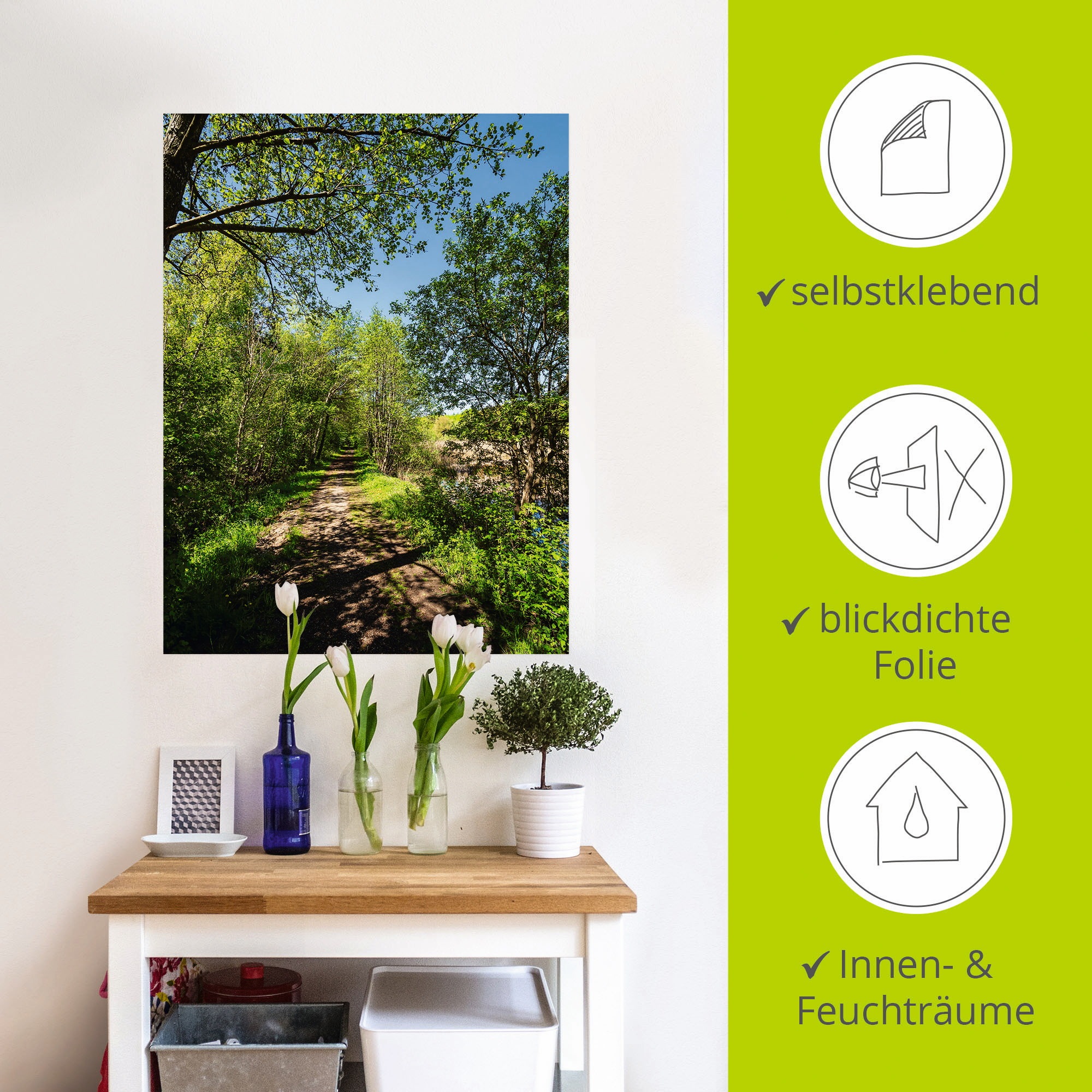 Artland Wandbild »Weg und Bäume bei Kuchelmiß«, Waldbilder, (1 St.), als Leinwandbild, Poster, Wandaufkleber in verschied. Größen
