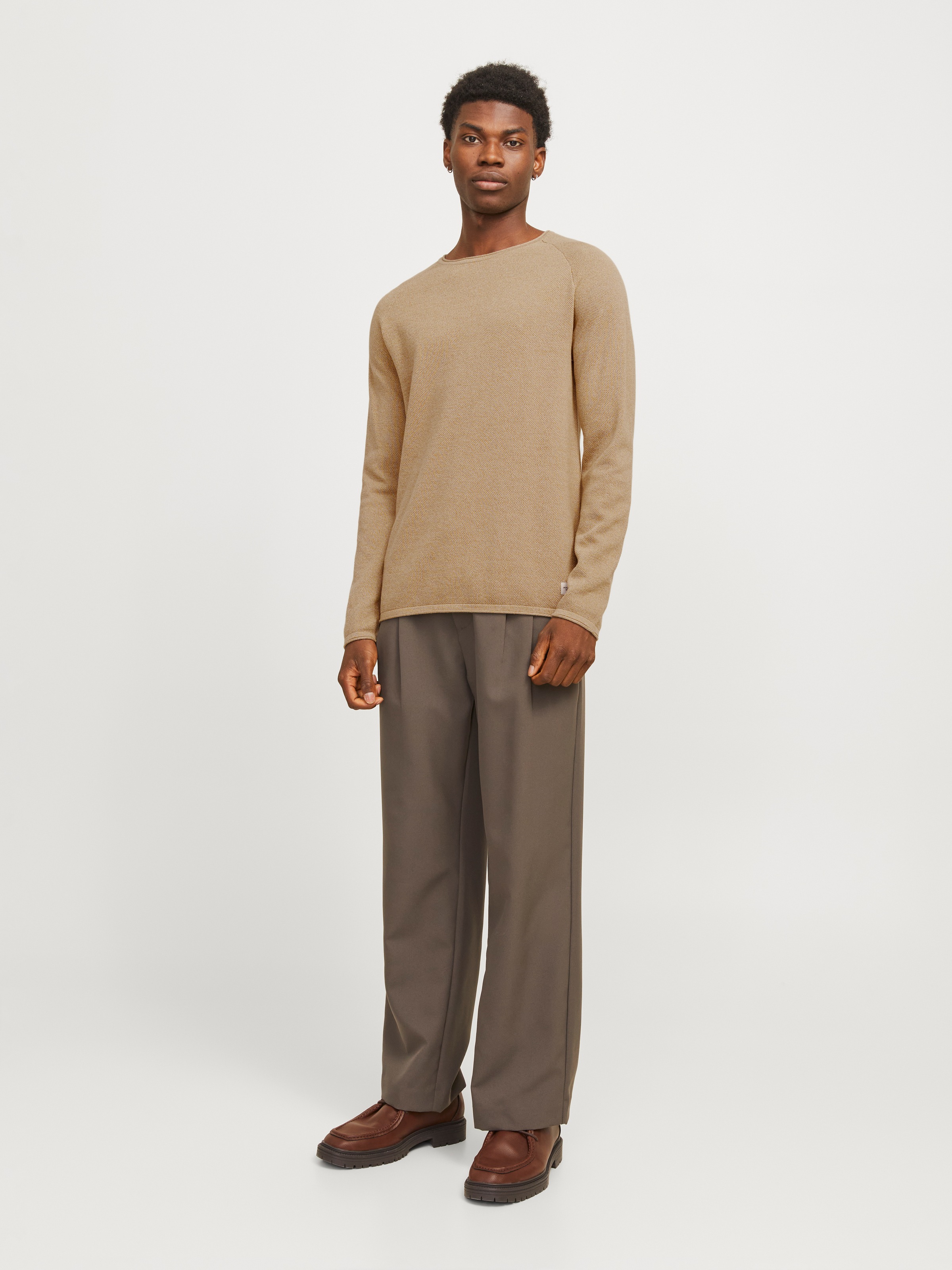 Jack & Jones Rundhalspullover »JJEHILL KNIT CREW NECK NOOS«, aus Strukturstrick