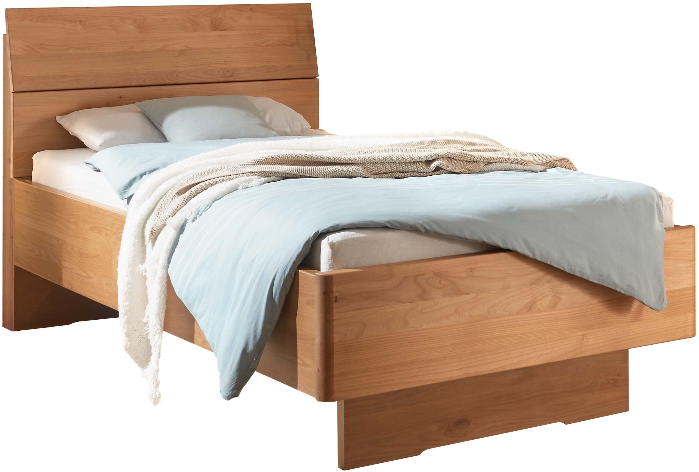 WIEMANN Holzbett »Cardiff, Bettgestell, Bettrahmen, teilmassiv Erle« Belastbarkeit 110/220 Kg, 4-fache höhenverstellbar, MADE IN GERMANY,  Kopf- und Fußteil aus Massivholz in Erle, verschiedene Größen