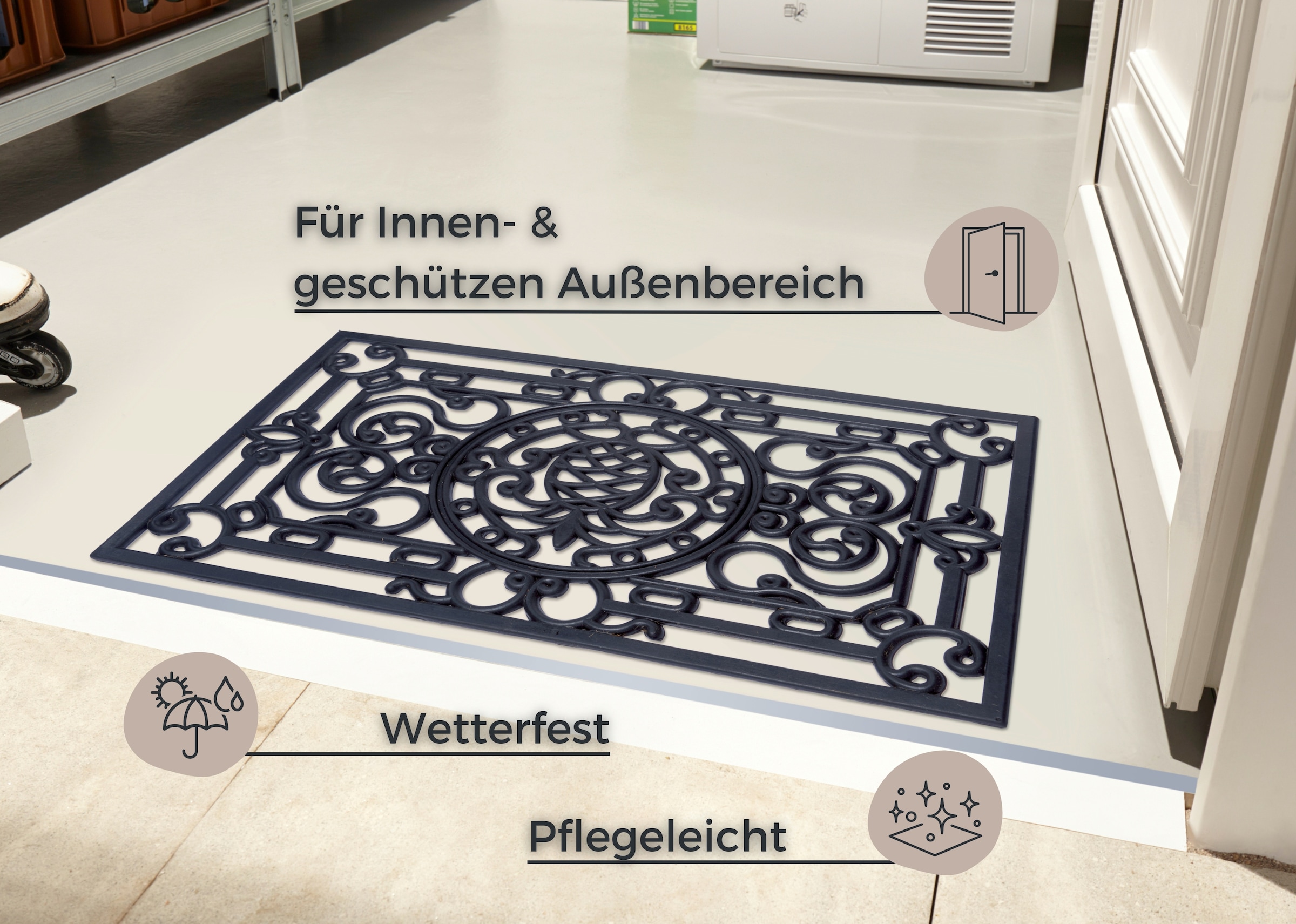 HANSE Home Fußmatte »Pineapple, Türmatte«, rechteckig, 10 mm Höhe, Gummi, Schmutzfangmatte, Outdoor, Rutschfest, Innen, Gummimatte