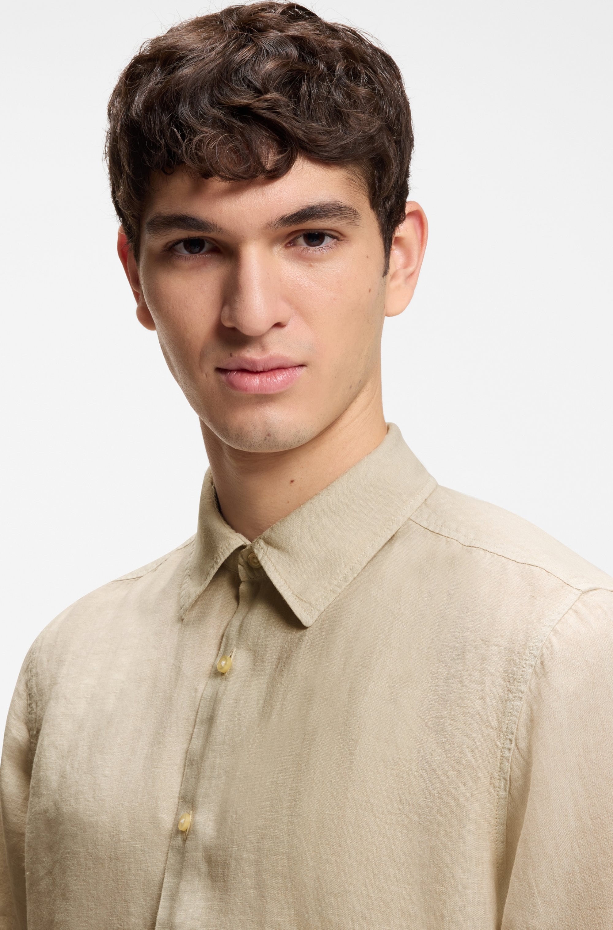 BOSS ORANGE Kurzarmhemd »Rash Premium Herrenmode« aus reinem Leinen, regular fit